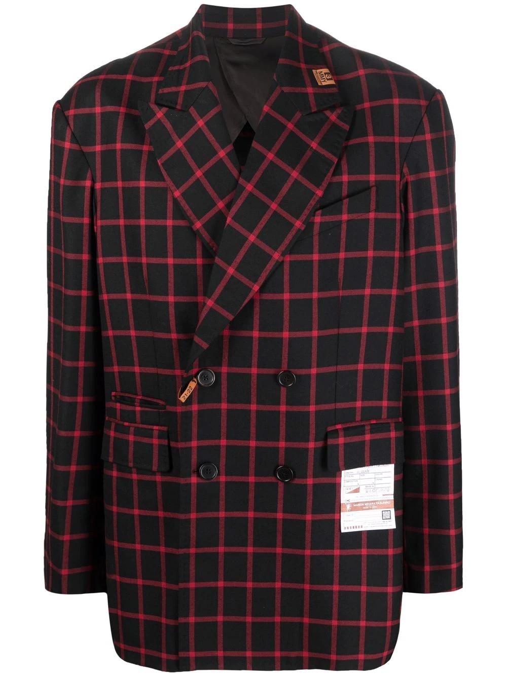 checked double breasted coat - 1