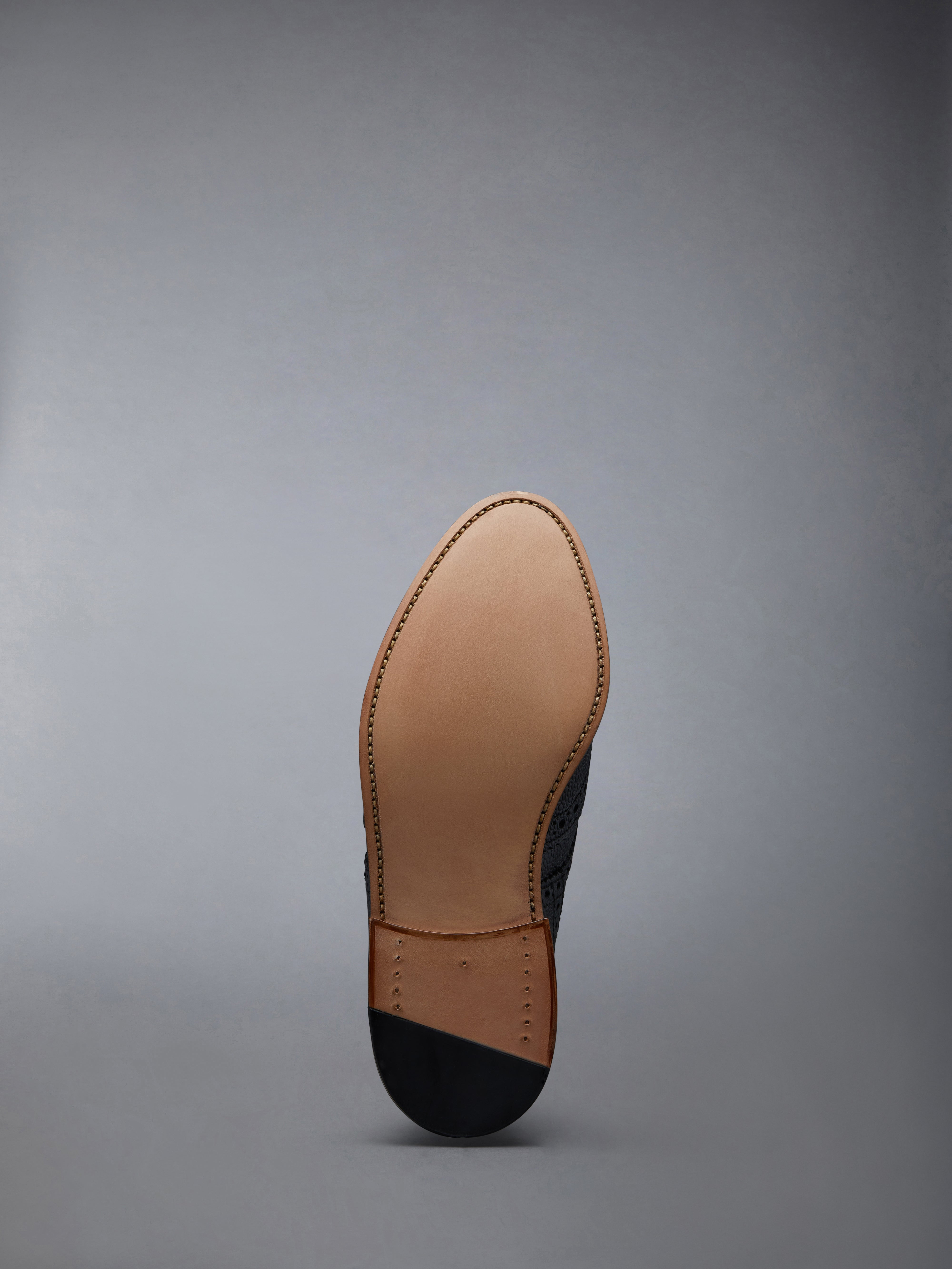 Wingtip Brogue Boot With Leather Sole In Black Pebble Grain - 6