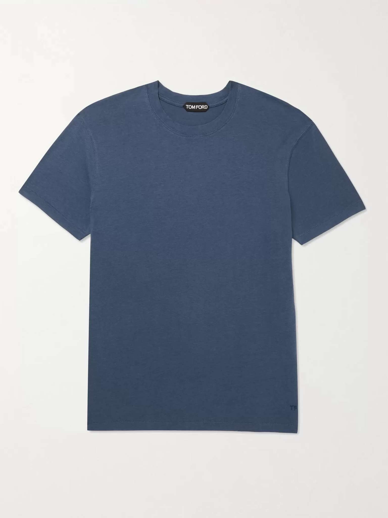 Tom Ford - logo-embroidered Jersey T-Shirt - Mens - Light Blue