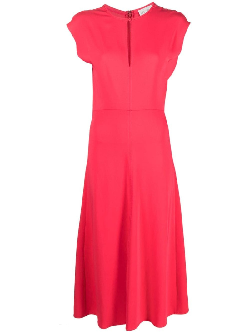 keyhole-neck flared midi dress 1