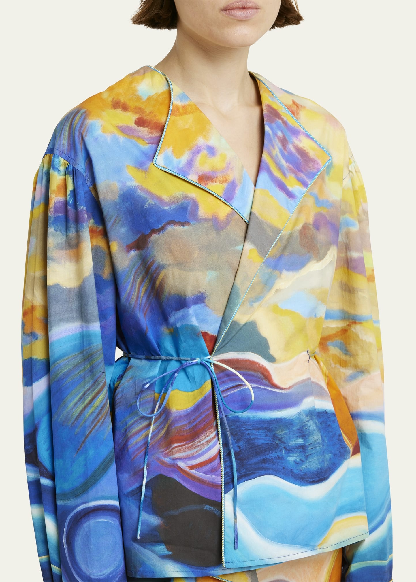 Holland Abstract-Print Cotton Wrap Jacket - 5