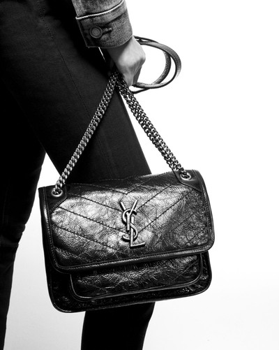 SAINT LAURENT niki baby in crinkled vintage leather outlook