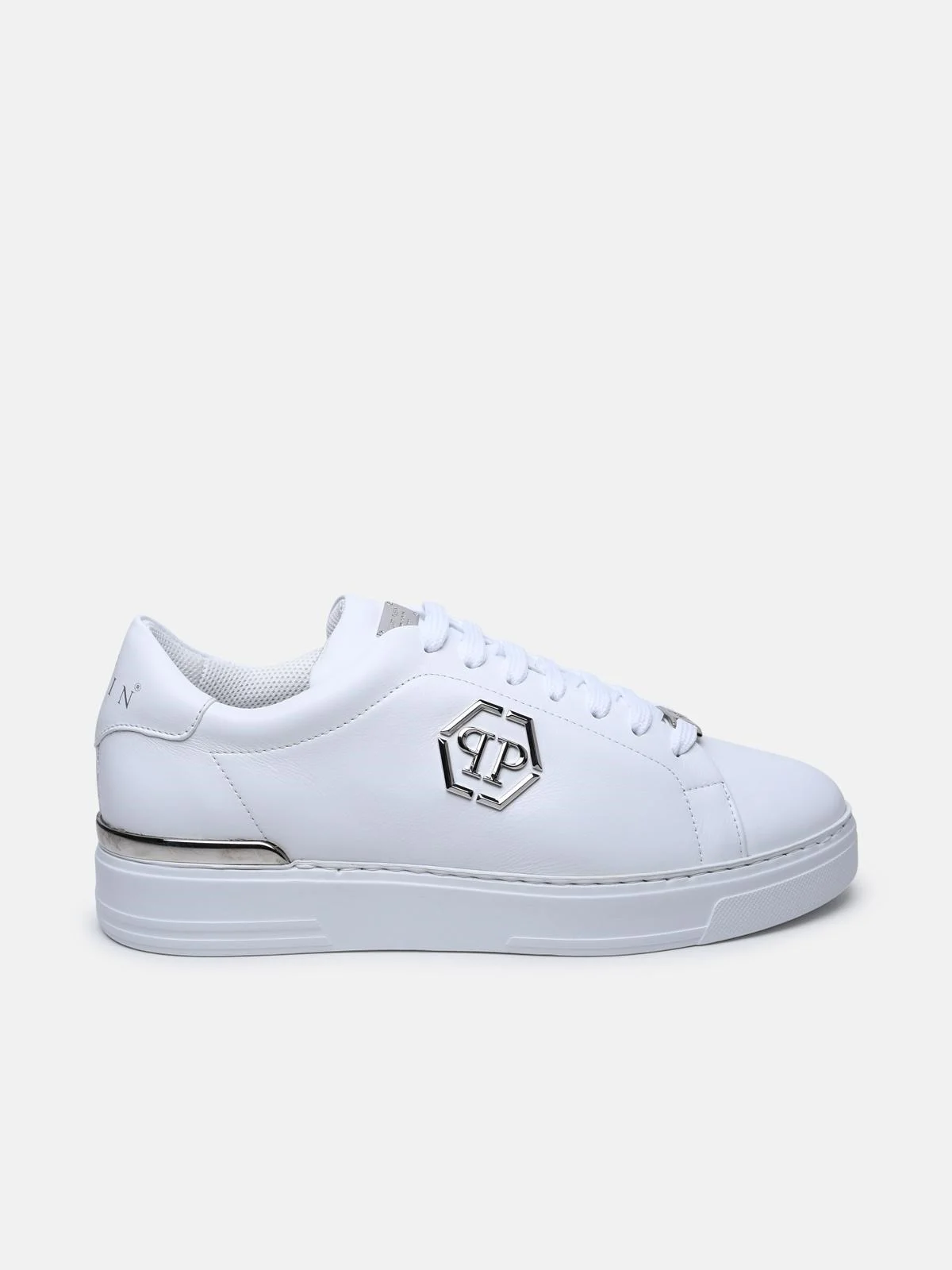 HEXAGON WHITE LEATHER SNEAKERS - 1