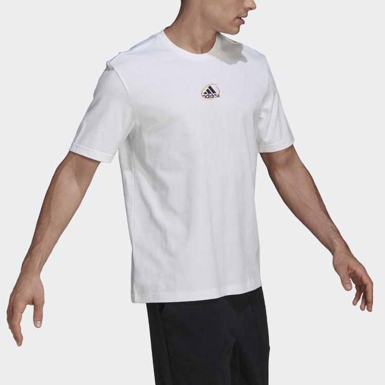 adidas Back Alphabet Printing Athleisure Casual Sports Round Neck Short Sleeve White GN6860 - 4