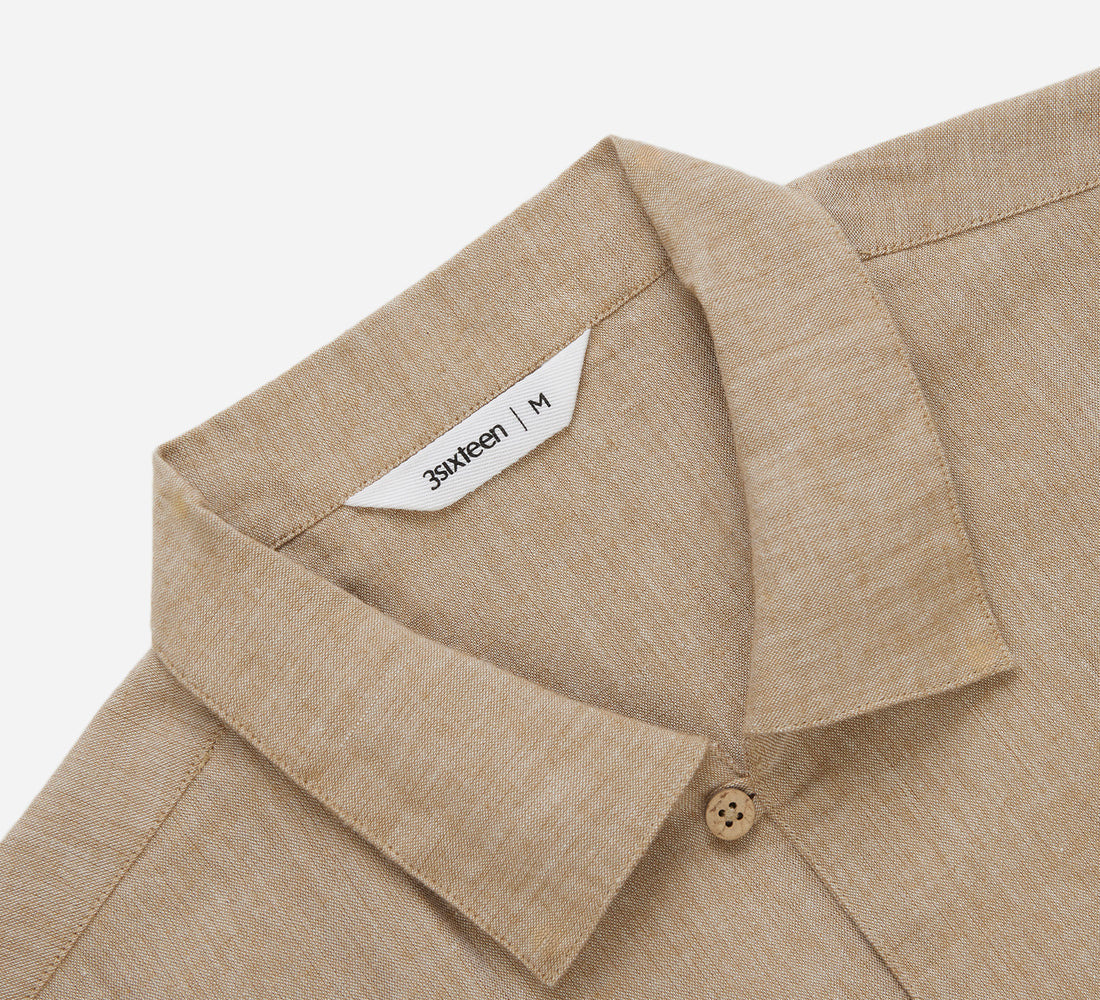 Short Sleeve Loop Shirt - Khaki Linen/Cotton - 3