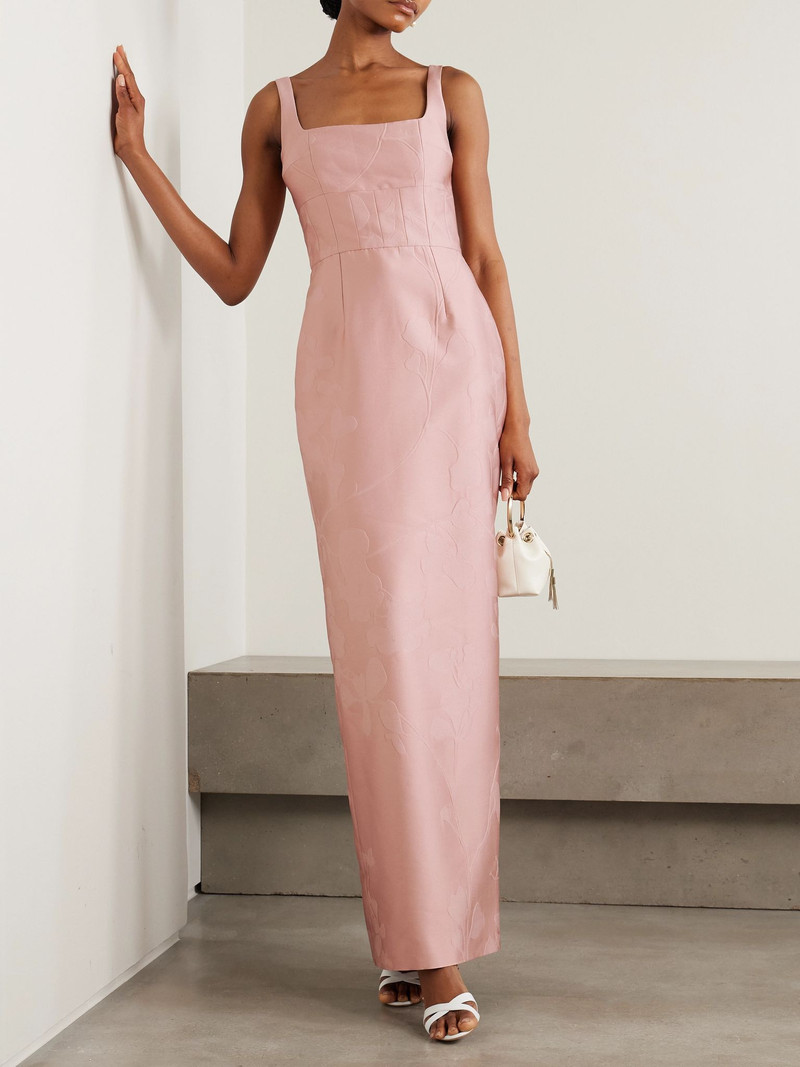 EMILIA WICKSTEAD Megara paneled cloqué maxi dress Pink outlook