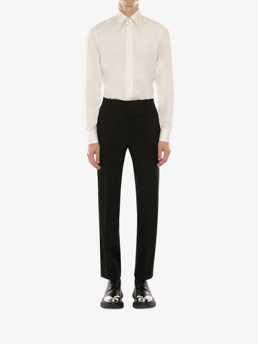 Wool Gabardine Cigarette Pants in Black - 3