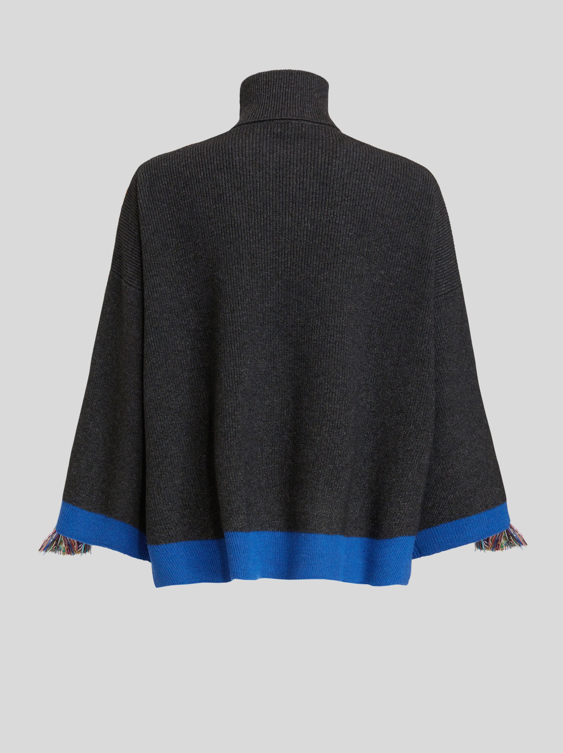JERSEY PONCHO WITH GEOMETRIC TAPES AND TASSELS - 5