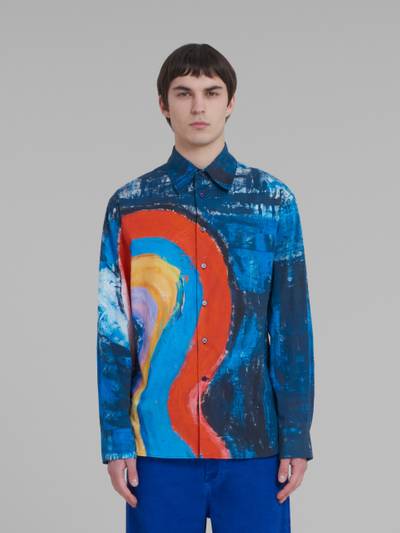 Marni BLUE COTTON SHIRT WITH RAINBOW PRINT outlook