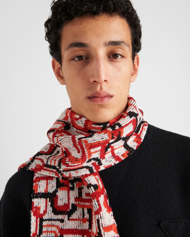 Prada Wool and cashmere jacquard scarf outlook