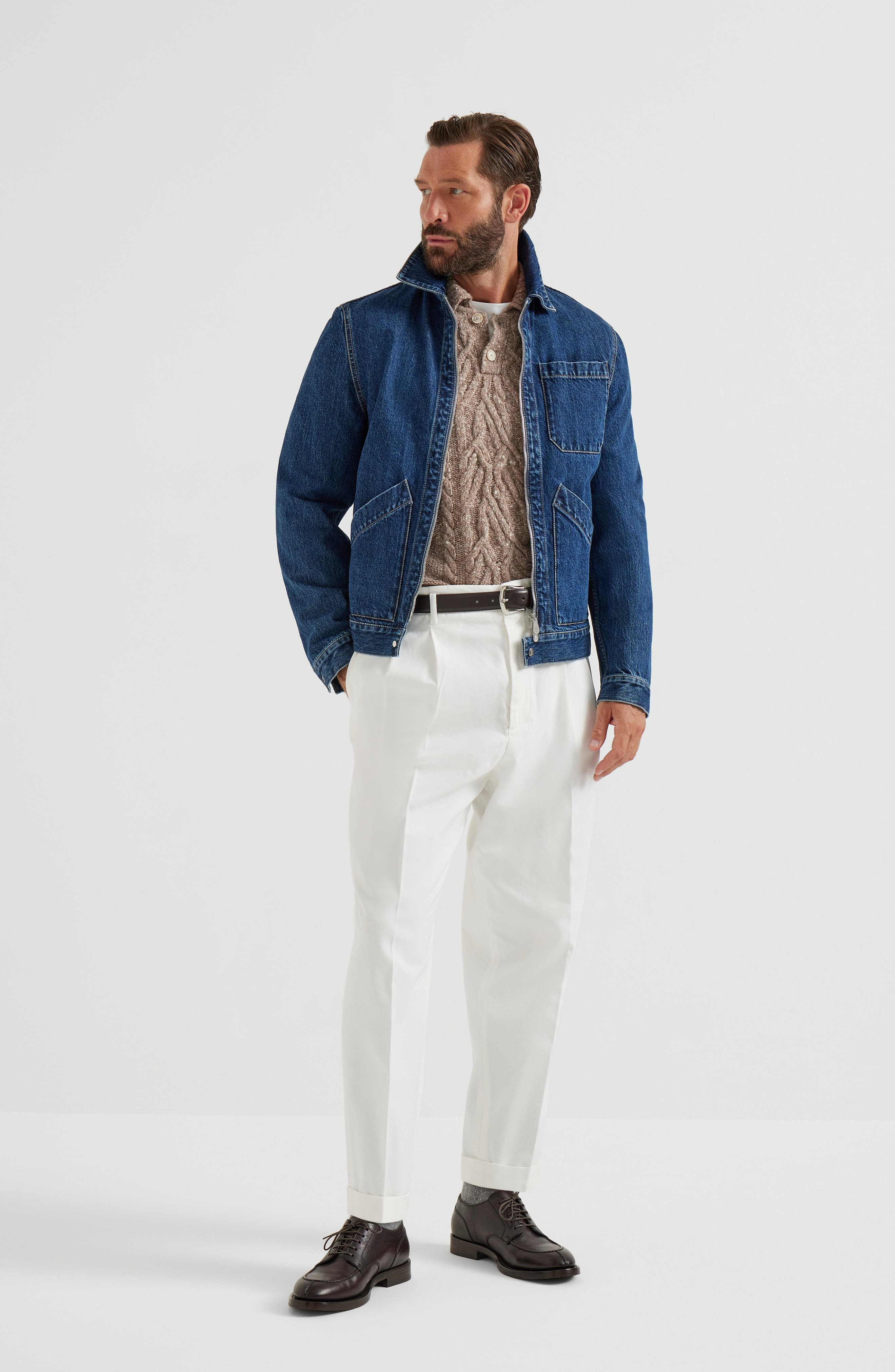 Brunello Cucinelli Cable knit polo shirt in Hazelnut at Nordstrom - 6