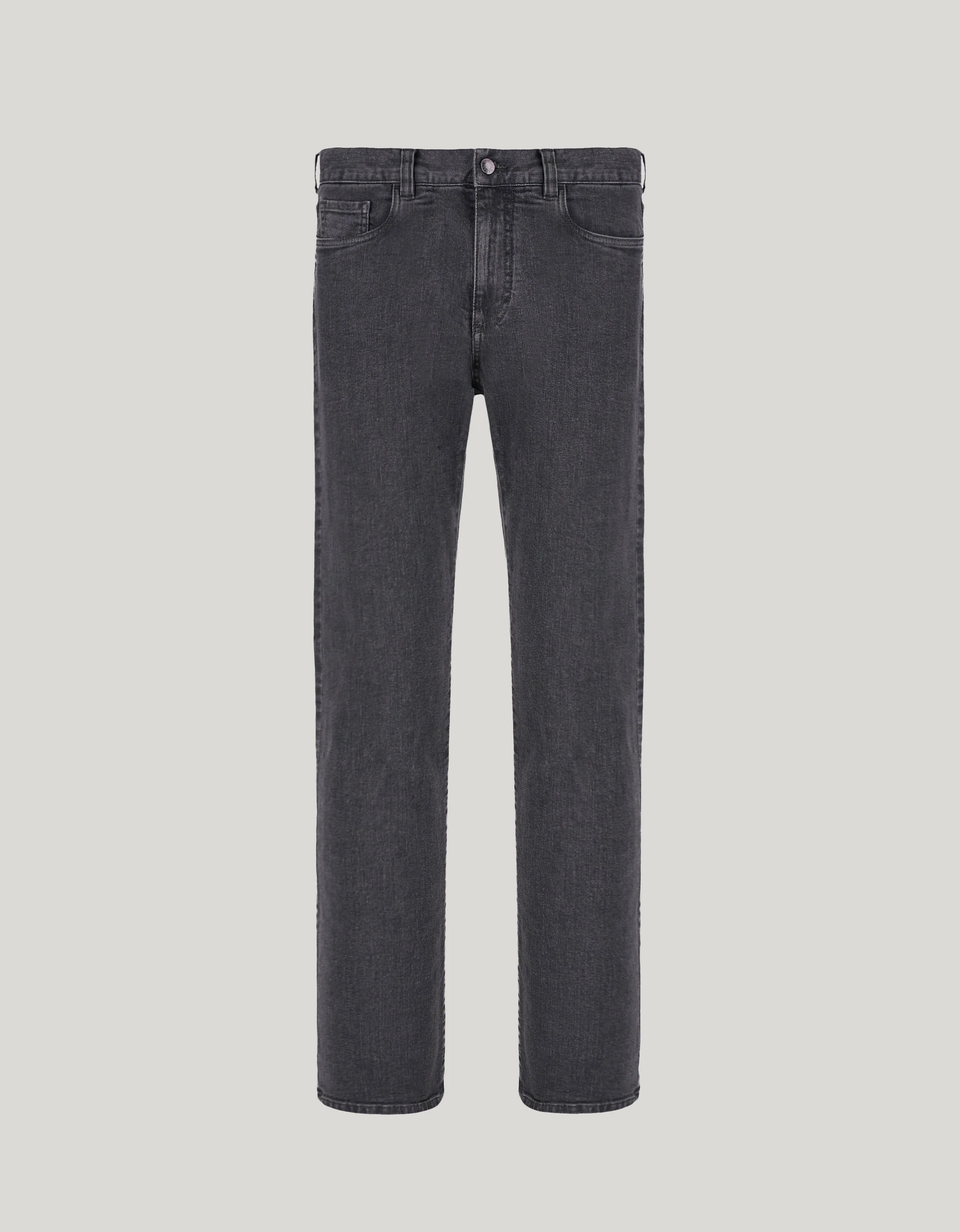 GREY FIVE-POCKET DENIM PANTS - 1