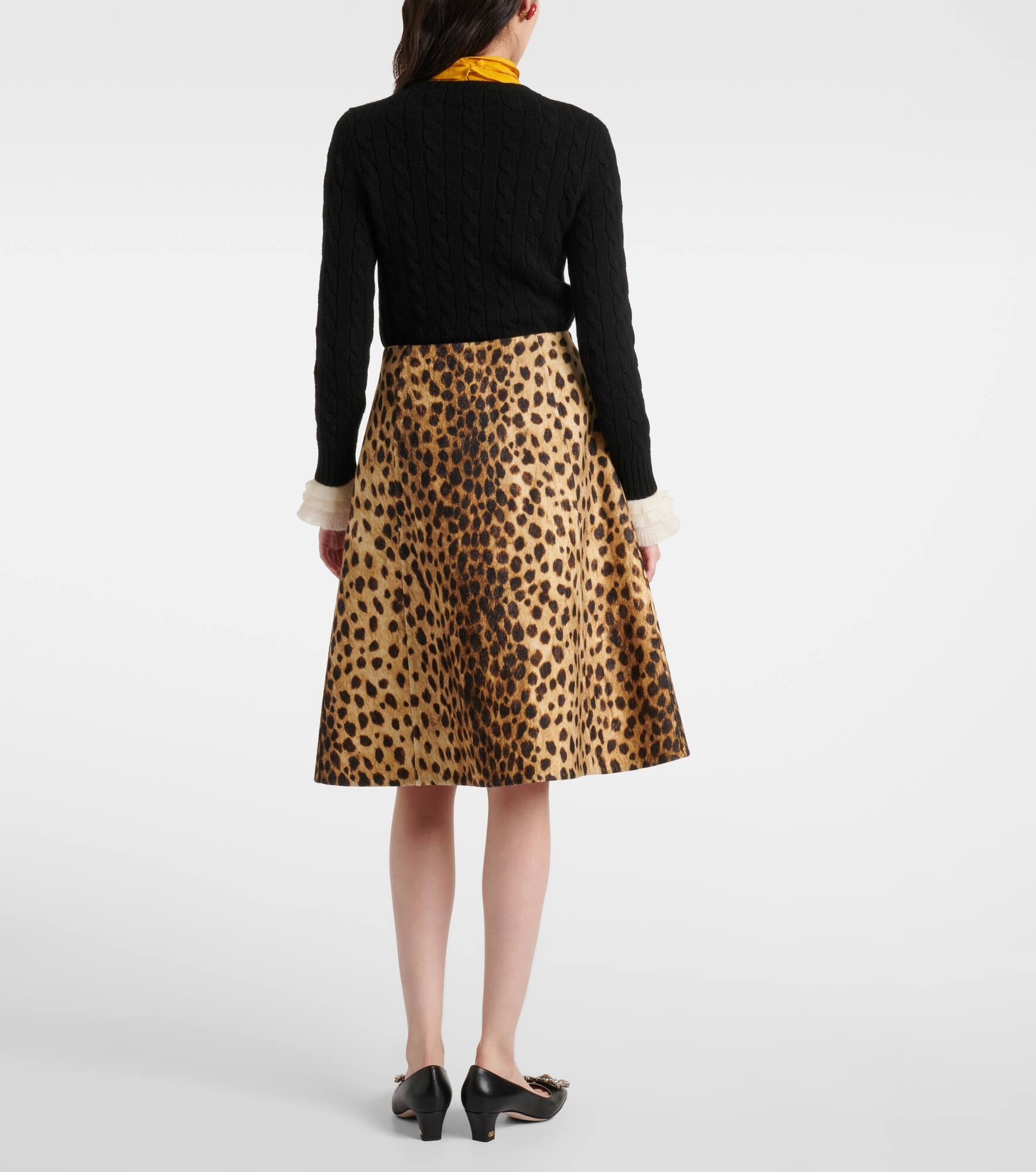 Leopard-print wool midi skirt - 3