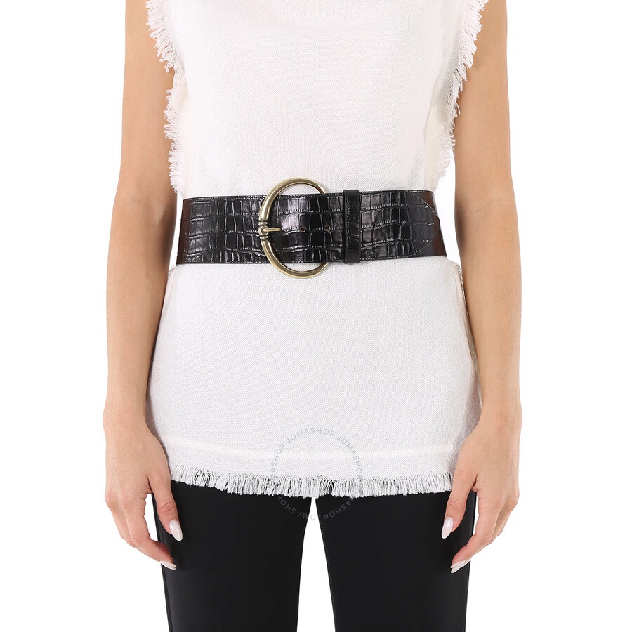 Maison Boinet - Maison Boinet Black Calfskin Crocodile Style Corset Belt - 2