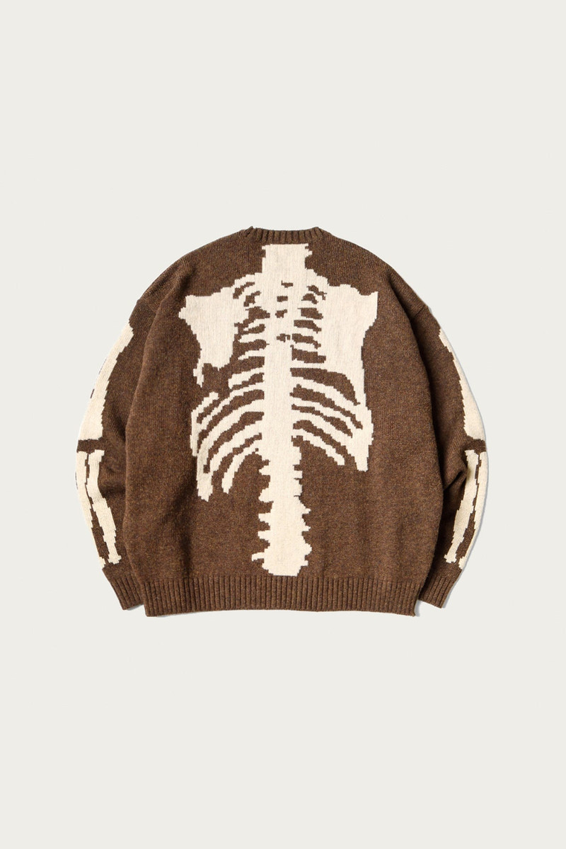 Kapital 5G Wool BONE Crew Sweater - Brown outlook