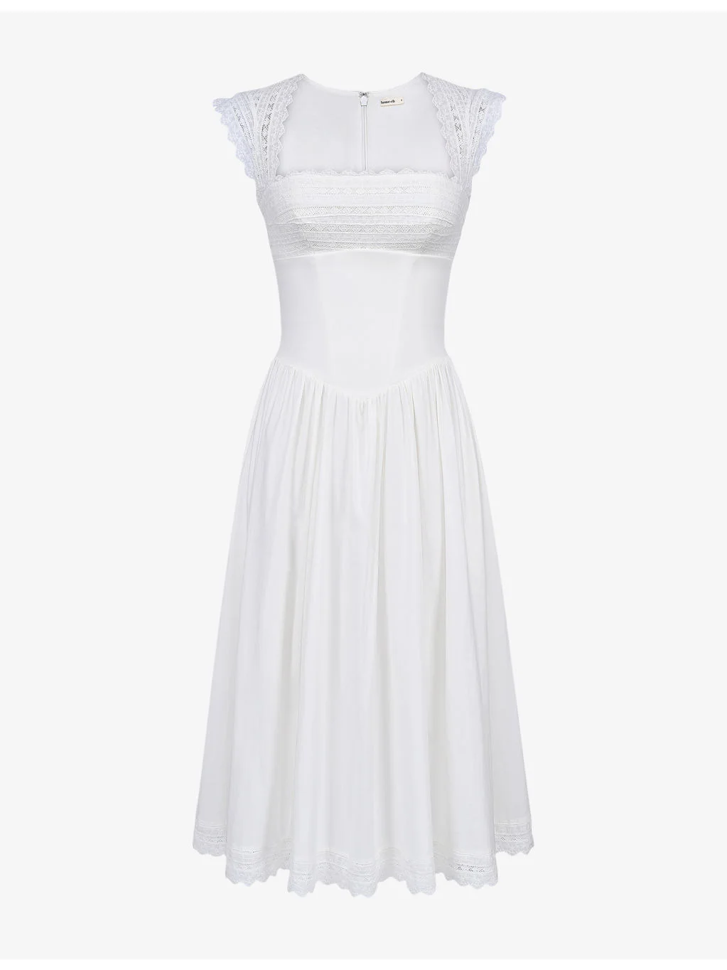 Fiorella Broderie Anglaise-Trim Stretch-Cotton Midi Dress - 1