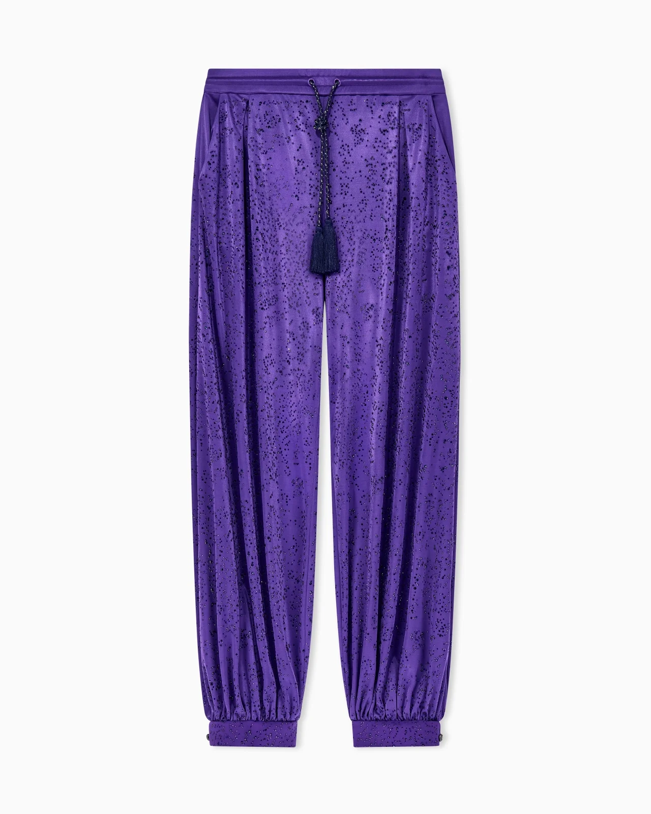 VISCOSE JERSEY TROUSERS WITH RHINESTONES - 1