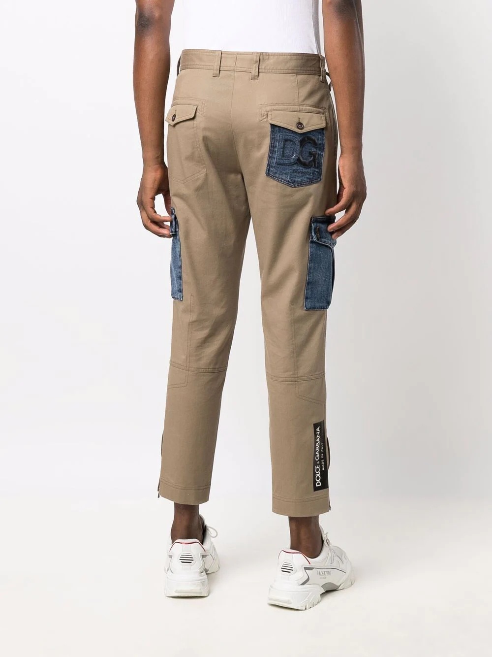 denim-pocket cropped trousers - 4