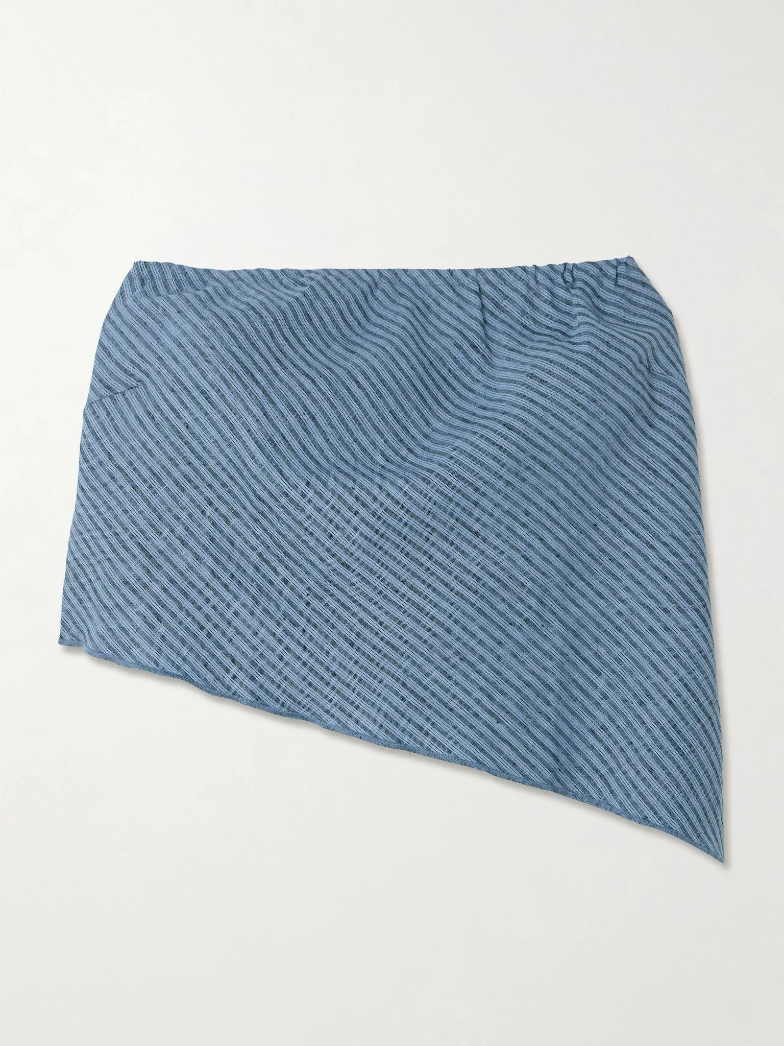 Line strapless asymmetric striped organic linen top Blue - 1