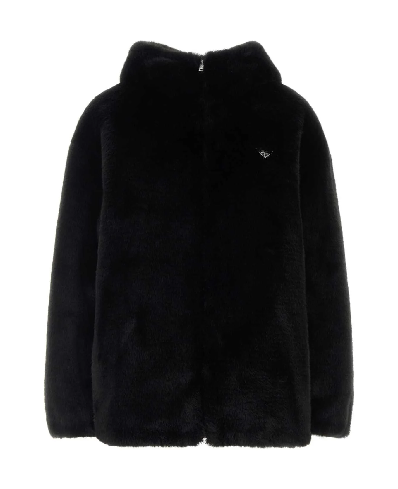 Black Eco Fur Reversible Jacket - 1