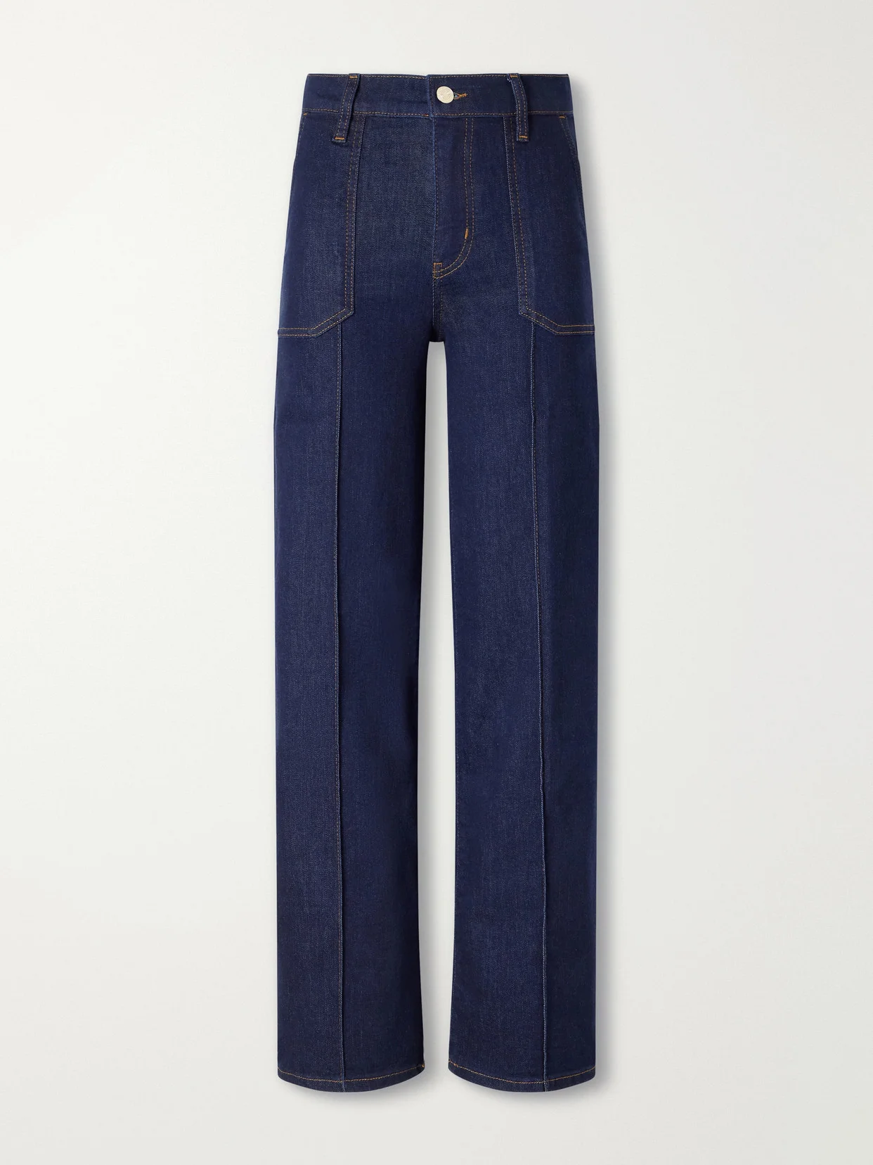 Le Slim Palazzo Pintuck Pocket High-rise Wide-leg Jeans - 1