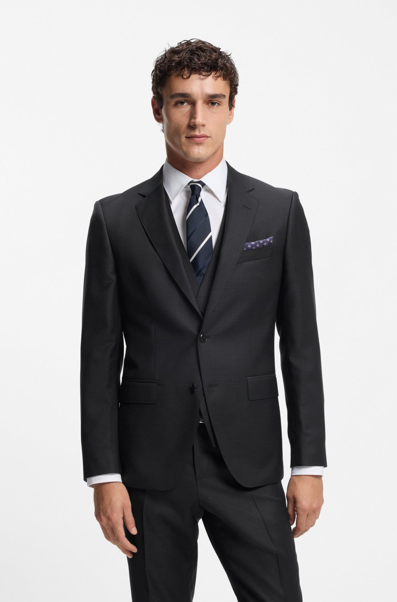 THREE-PIECE SLIM-FIT SUIT IN PATTERNED VIRGIN WOOL 2