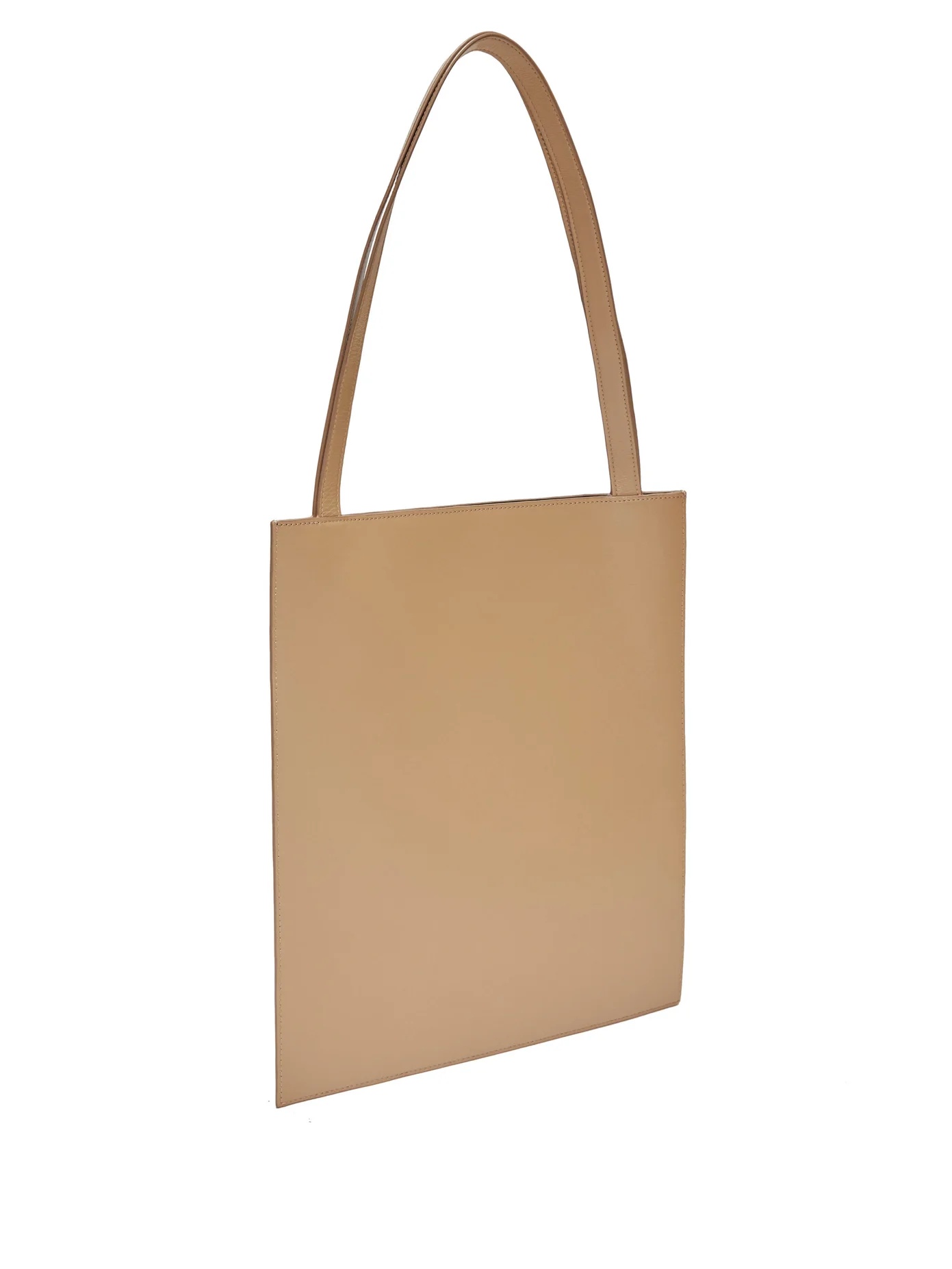 Flat logo-debossed leather tote bag - 4