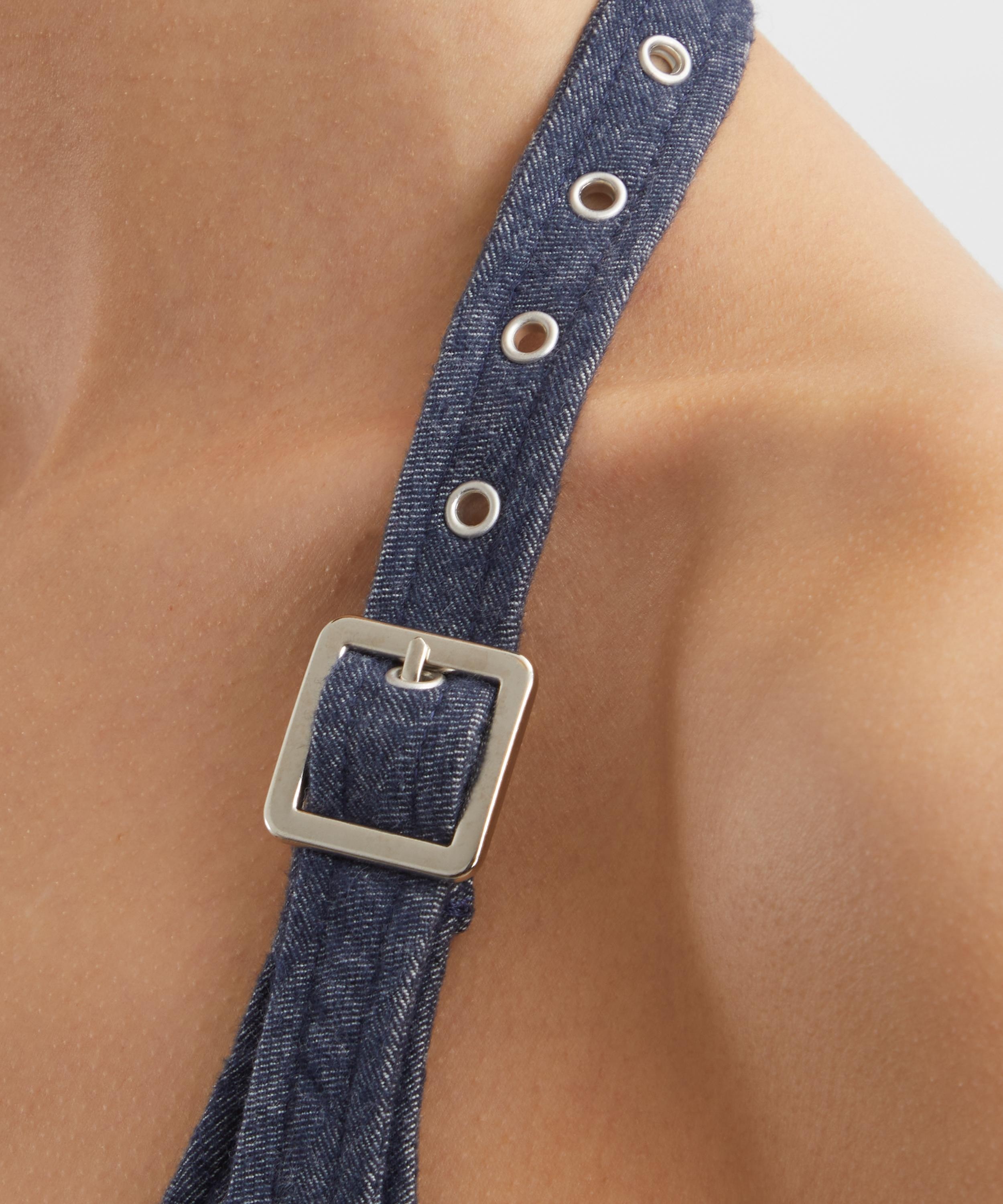 Elena Denim Effect Halter Dress - 5