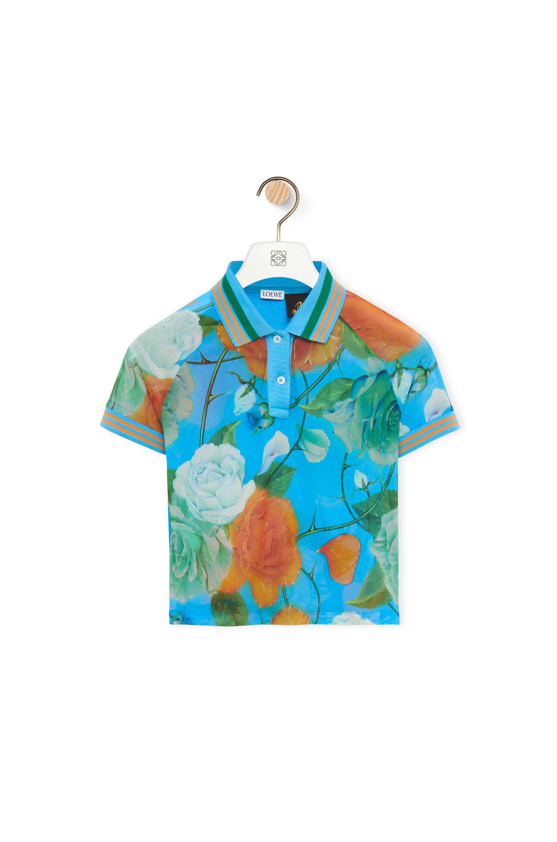 Roses cropped polo top in mesh - 1