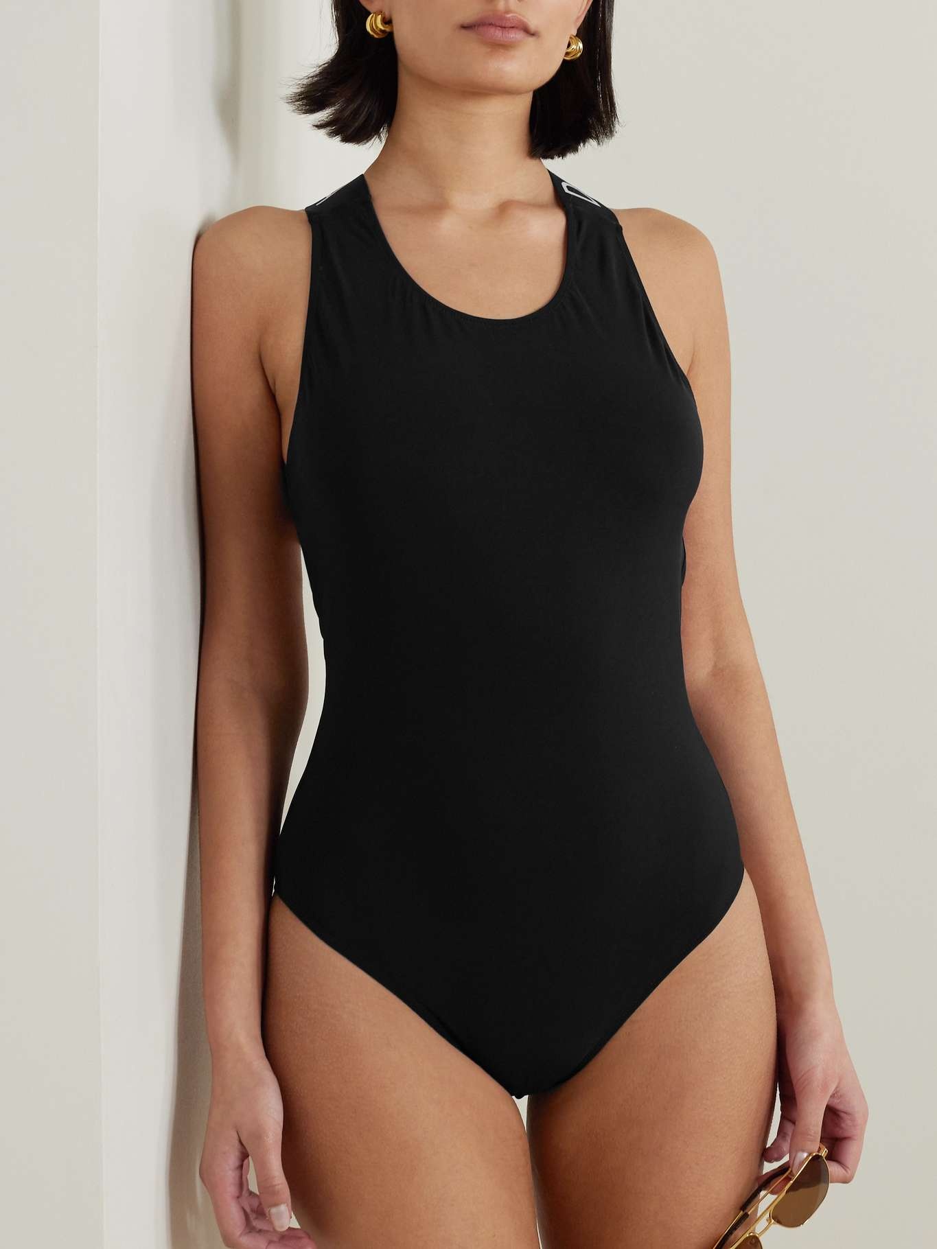 Open-back jacquard-trimmed swimsuit - 3