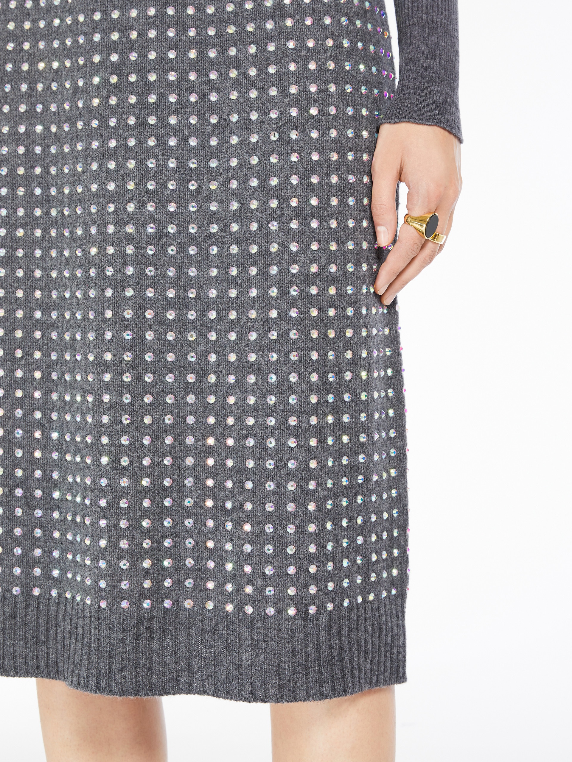 DENTICE Rhinestone-detail knit fabric skirt - 5