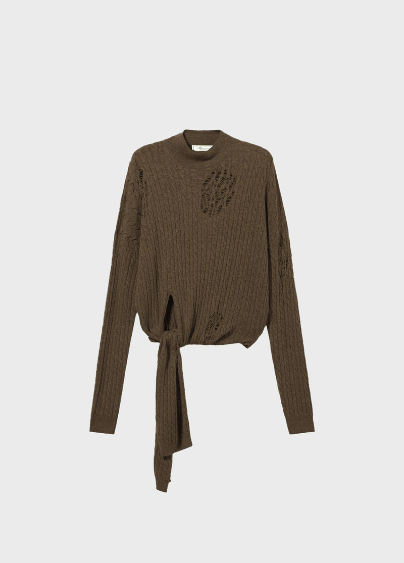 TWISTED KNIT SWEATER WITH FRONT KNOT 1