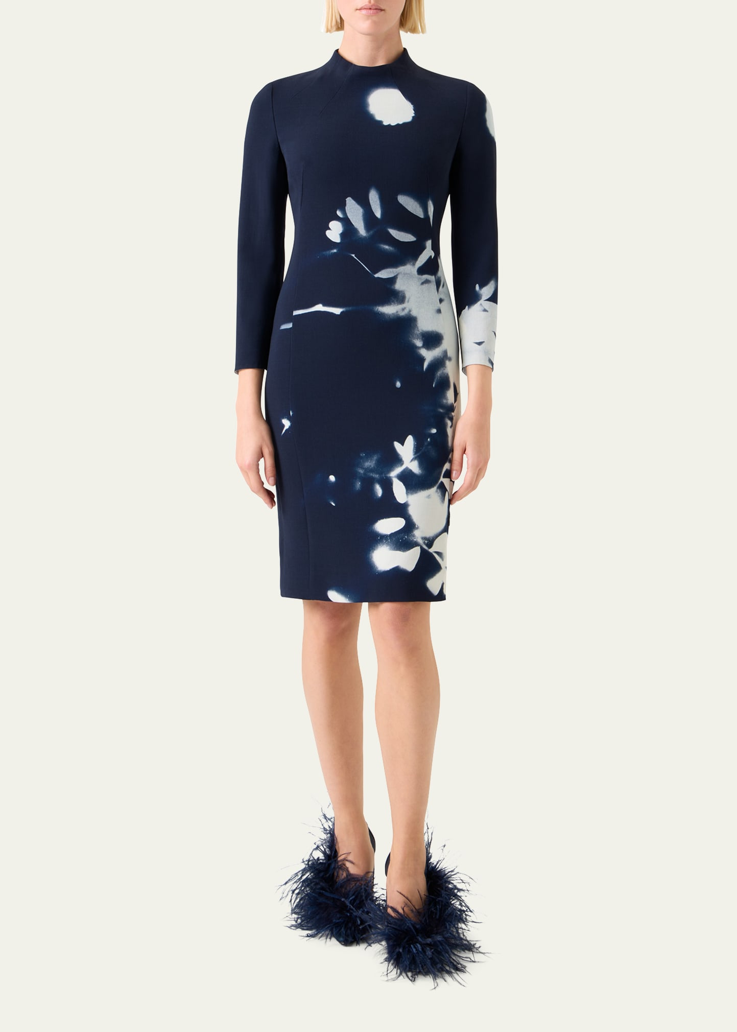 Wildflower-Print Wool Double-Face Slit Dress - 2