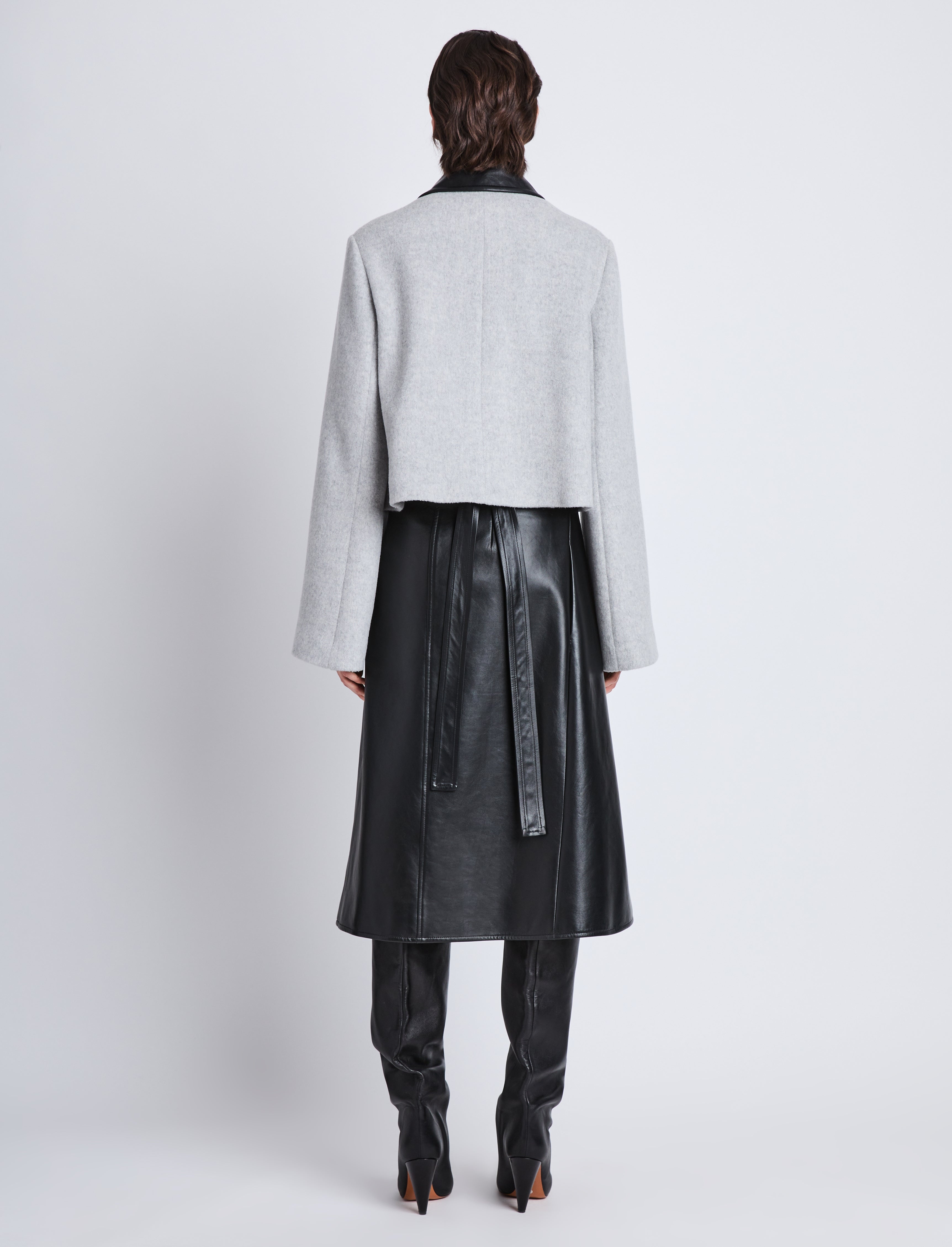 Bridget Cropped Jacket With Leather Collar in Wool - 5