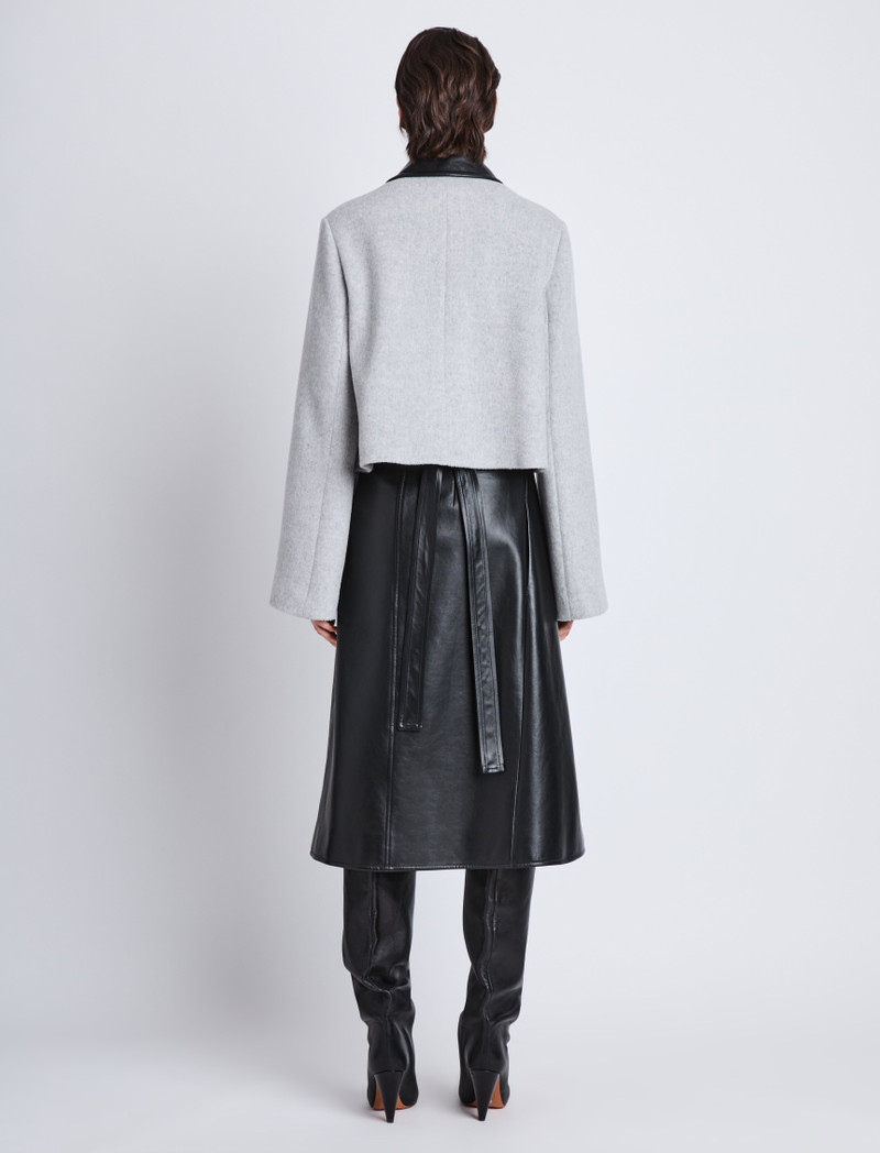 Bridget Cropped Jacket With Leather Collar in Wool 5