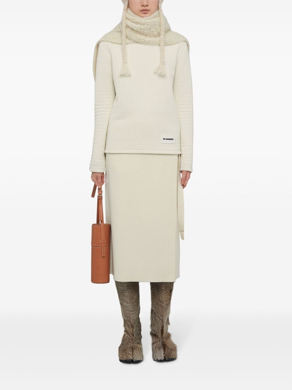 wrap-design wool midi skirt - 2