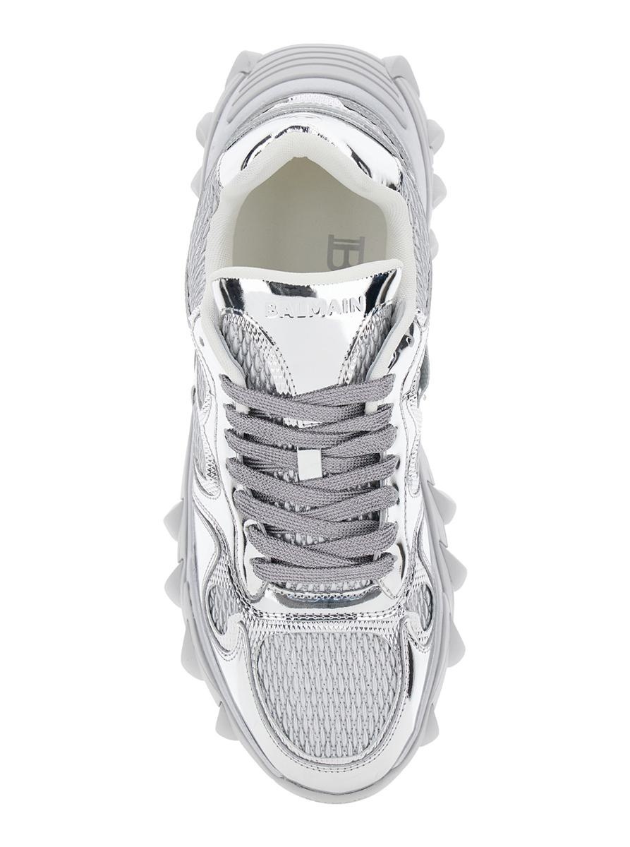 Balmain 'B-East Mirror' Metallic Low Top Sneakers With Logo Detail In Leather And Tech Fabric Man - 4