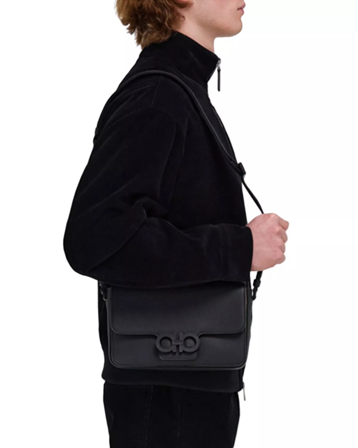 Double Gancini Leather Shoulder Bag - 2