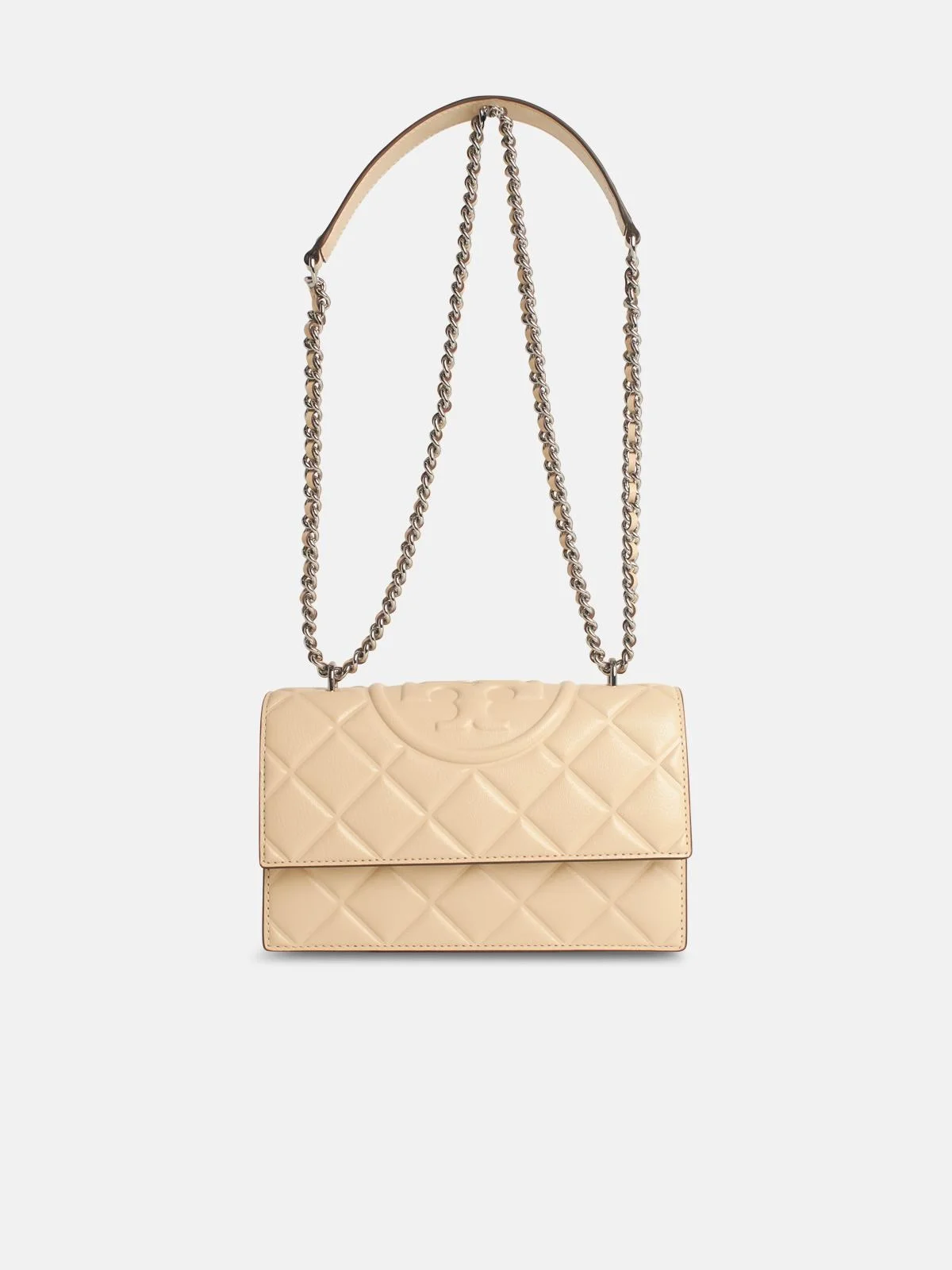 'FLEMING' SMALL CREAM LEATHER CROSSBODY BAG - 1