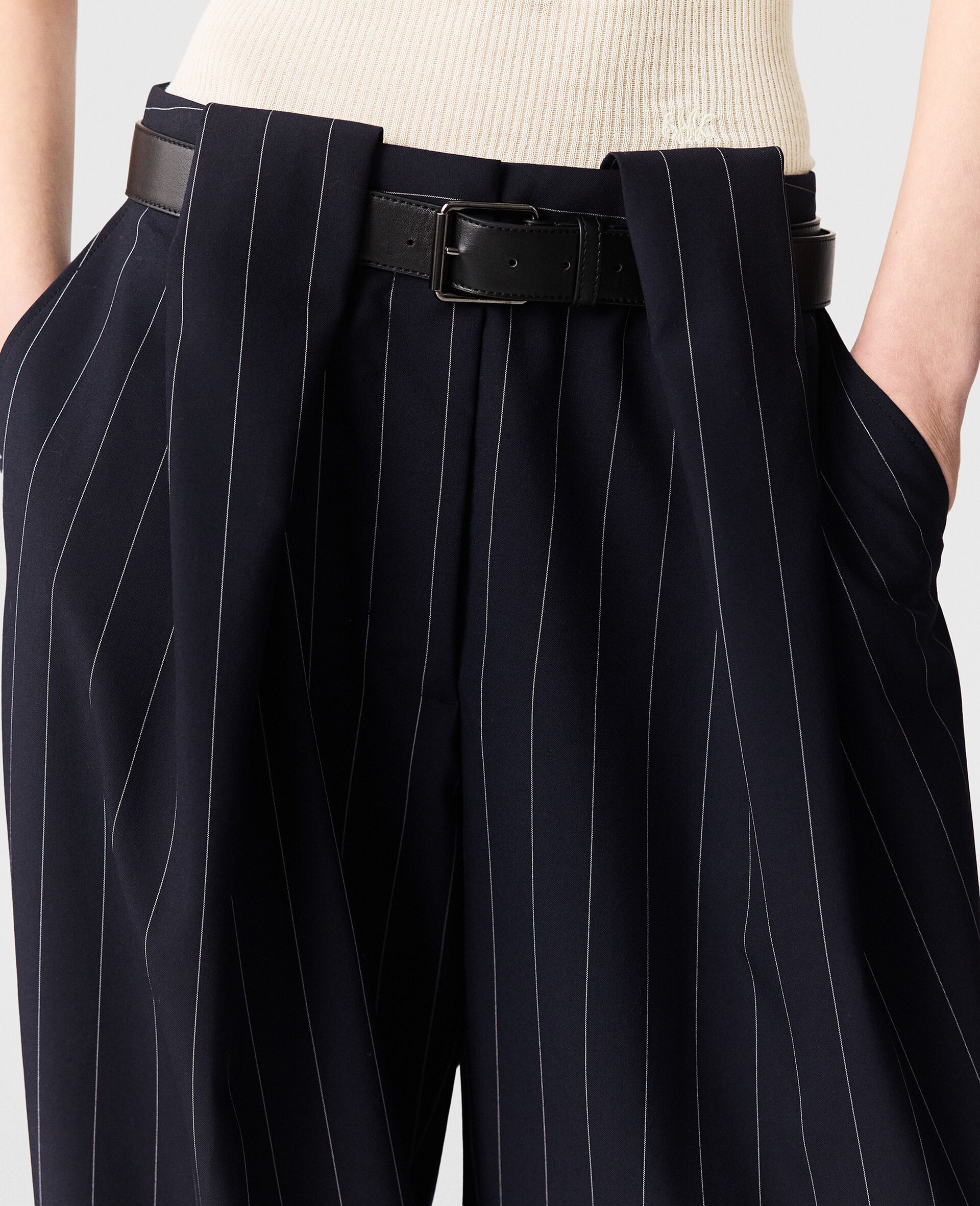 Slouchy Paneled Pinstripe Pants - 4