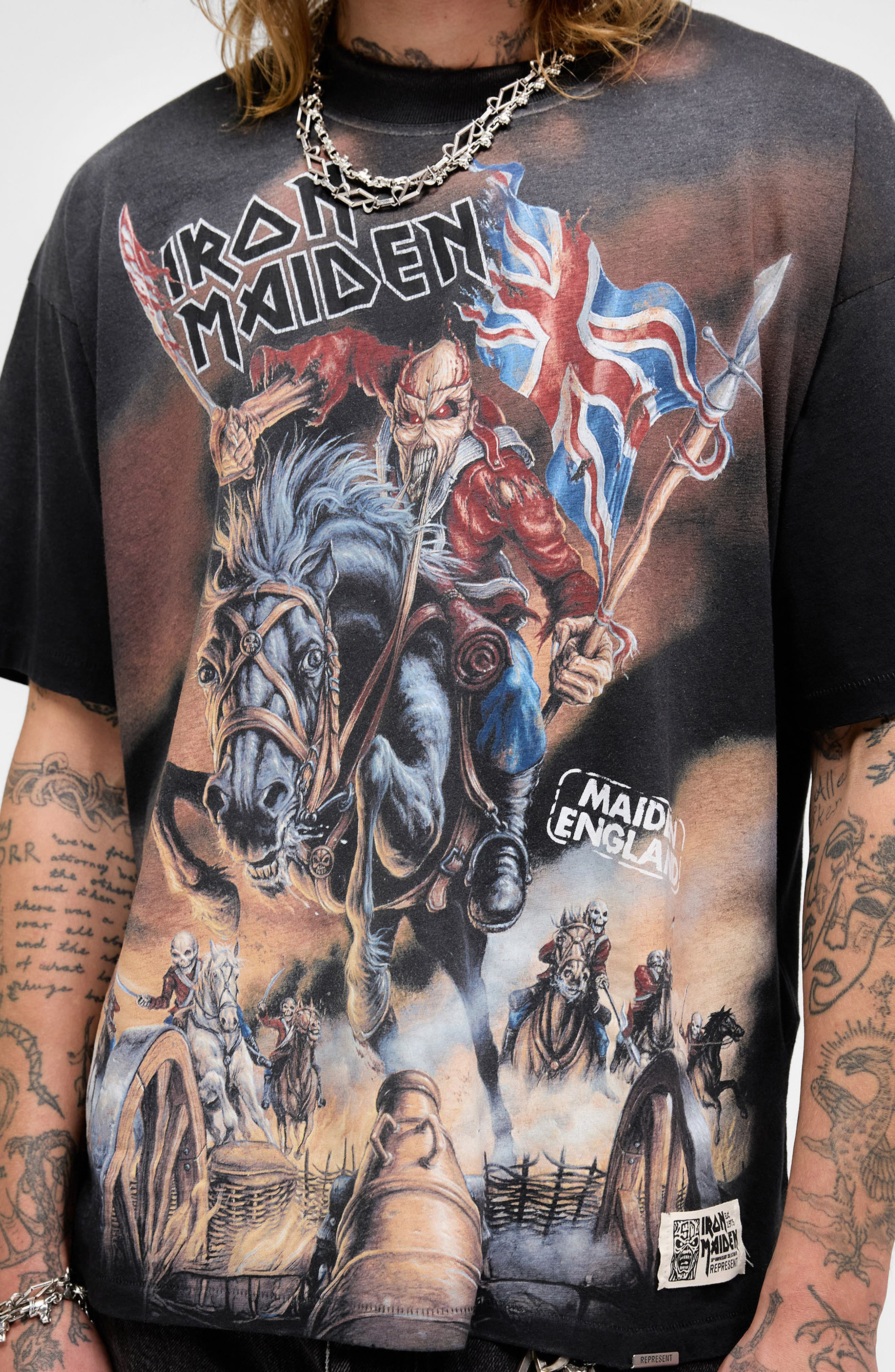 Represent Iron Maiden Steed Graphic T-Shirt in Stained Black at Nordstrom - 9