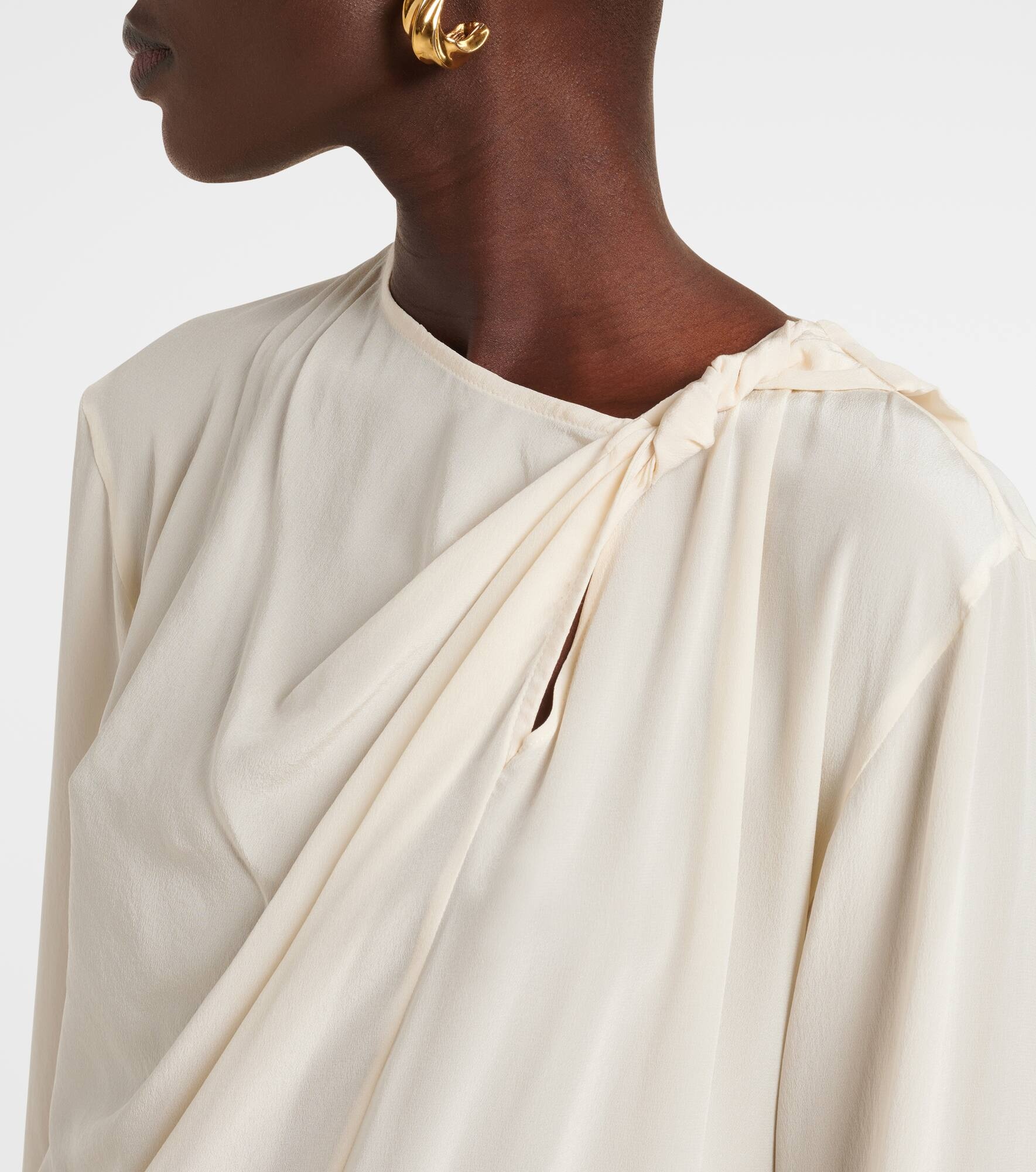 Scarf-detail silk blouse - 4