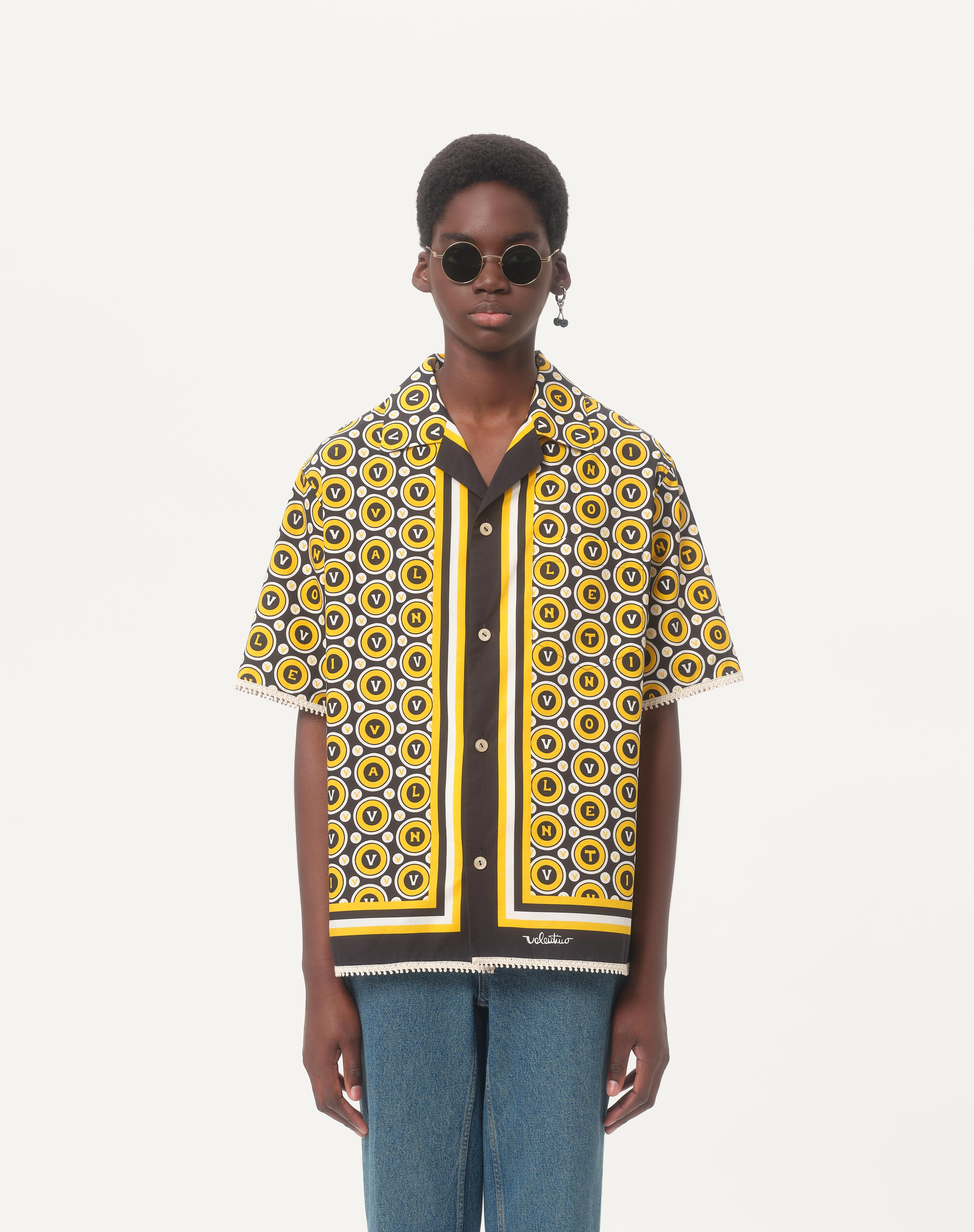 COTTON POPLIN BOWLING SHIRT WITH BULLES ROYALES PRINT - 5