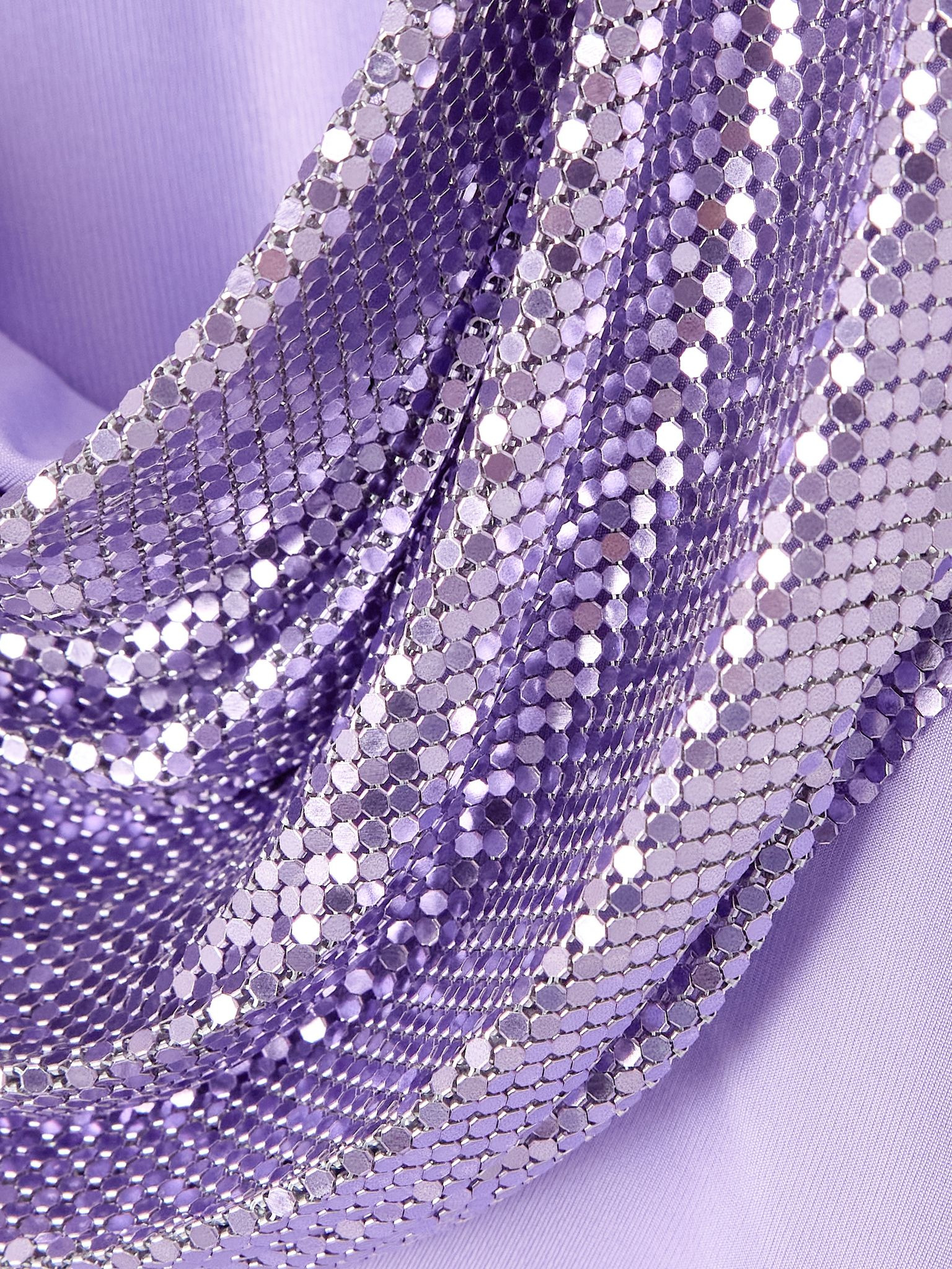 Chainmail-trimmed ruched satin-jersey maxi dress Purple - 4