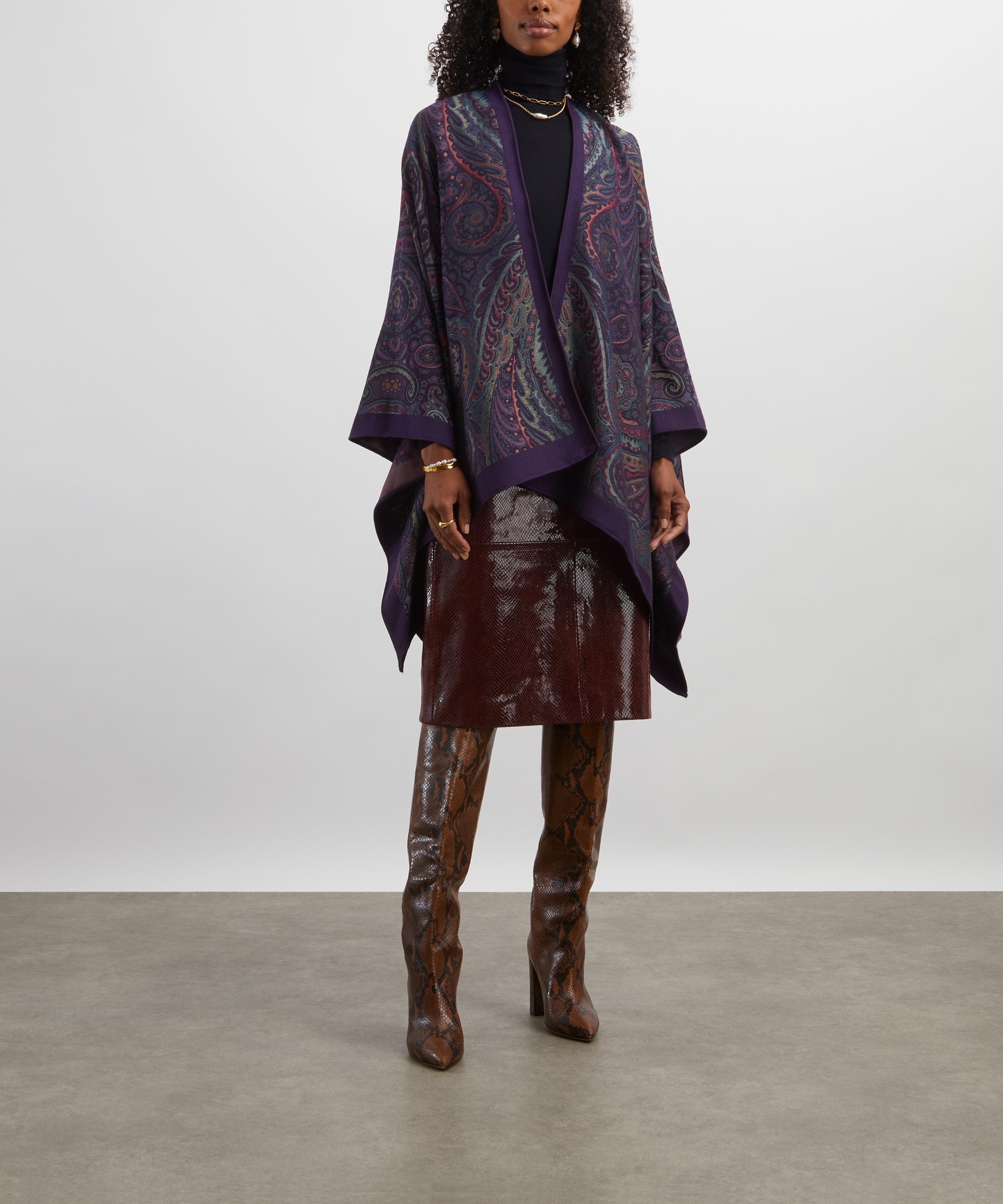 Wool-Blend Paisley Poncho - 2