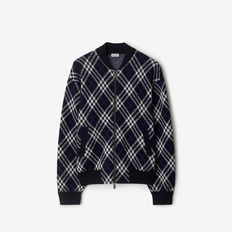 Check Wool Blend Bomber Jacket 1