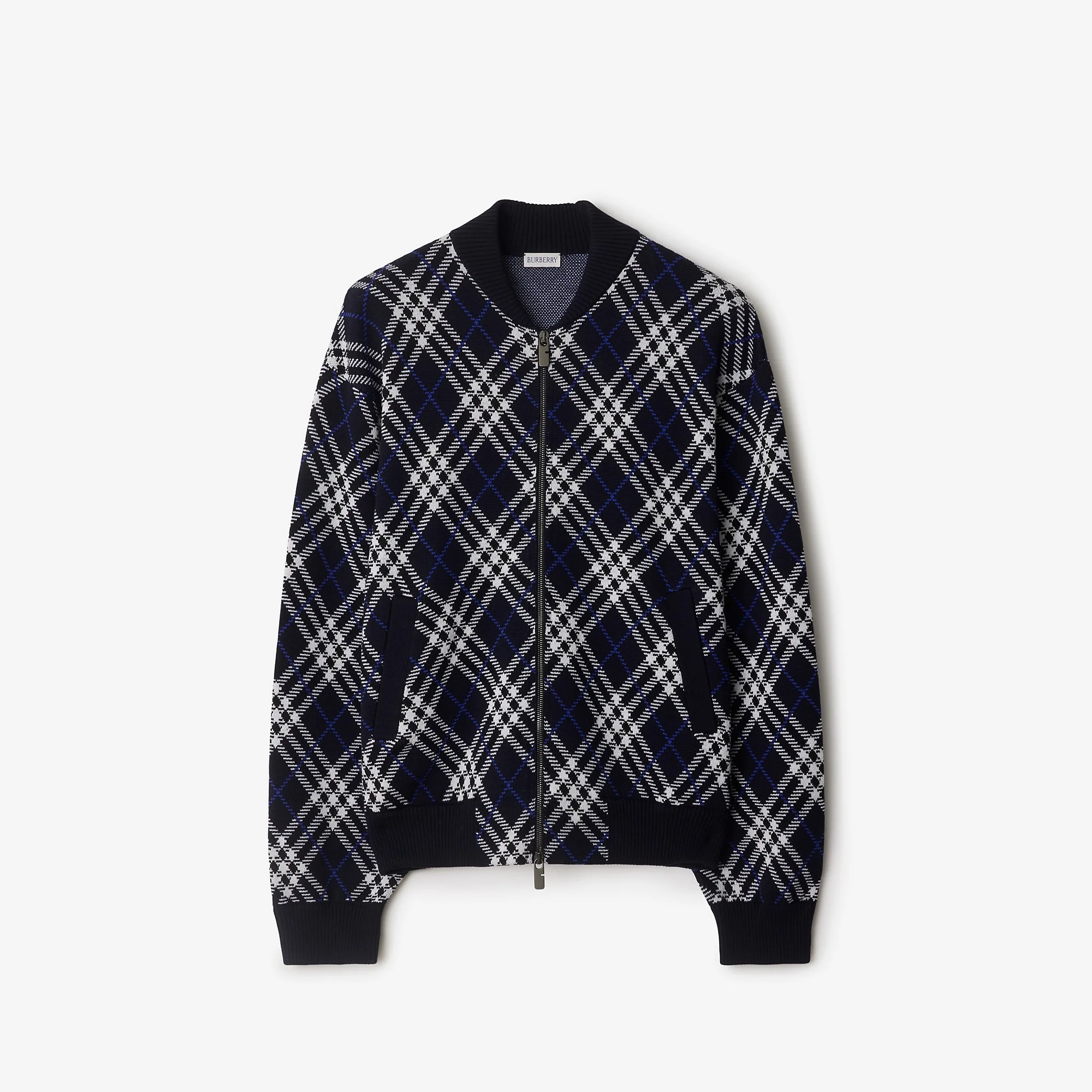 Check Wool Blend Bomber Jacket - 1