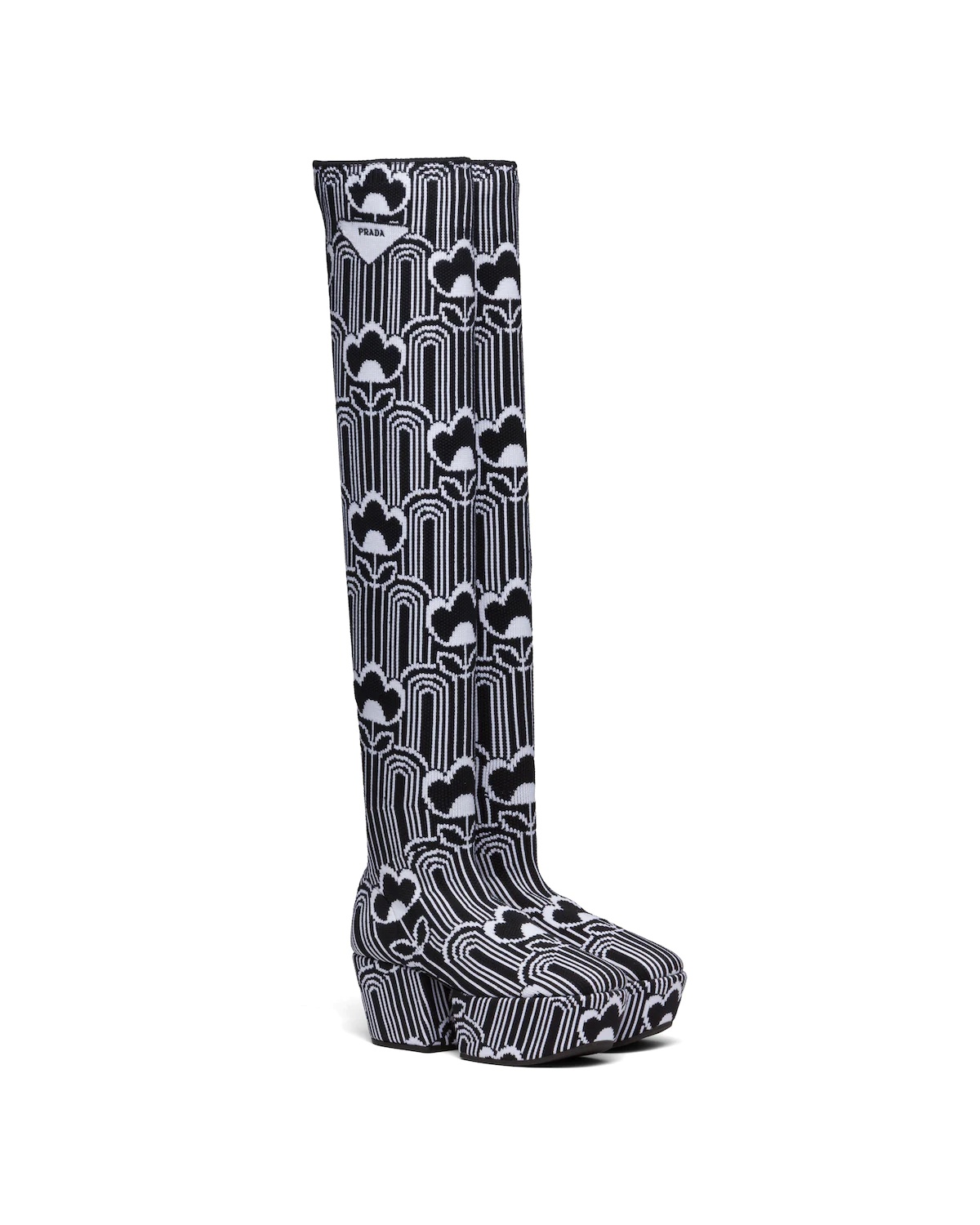 Jacquard knit over-the-knee platform boots - 1