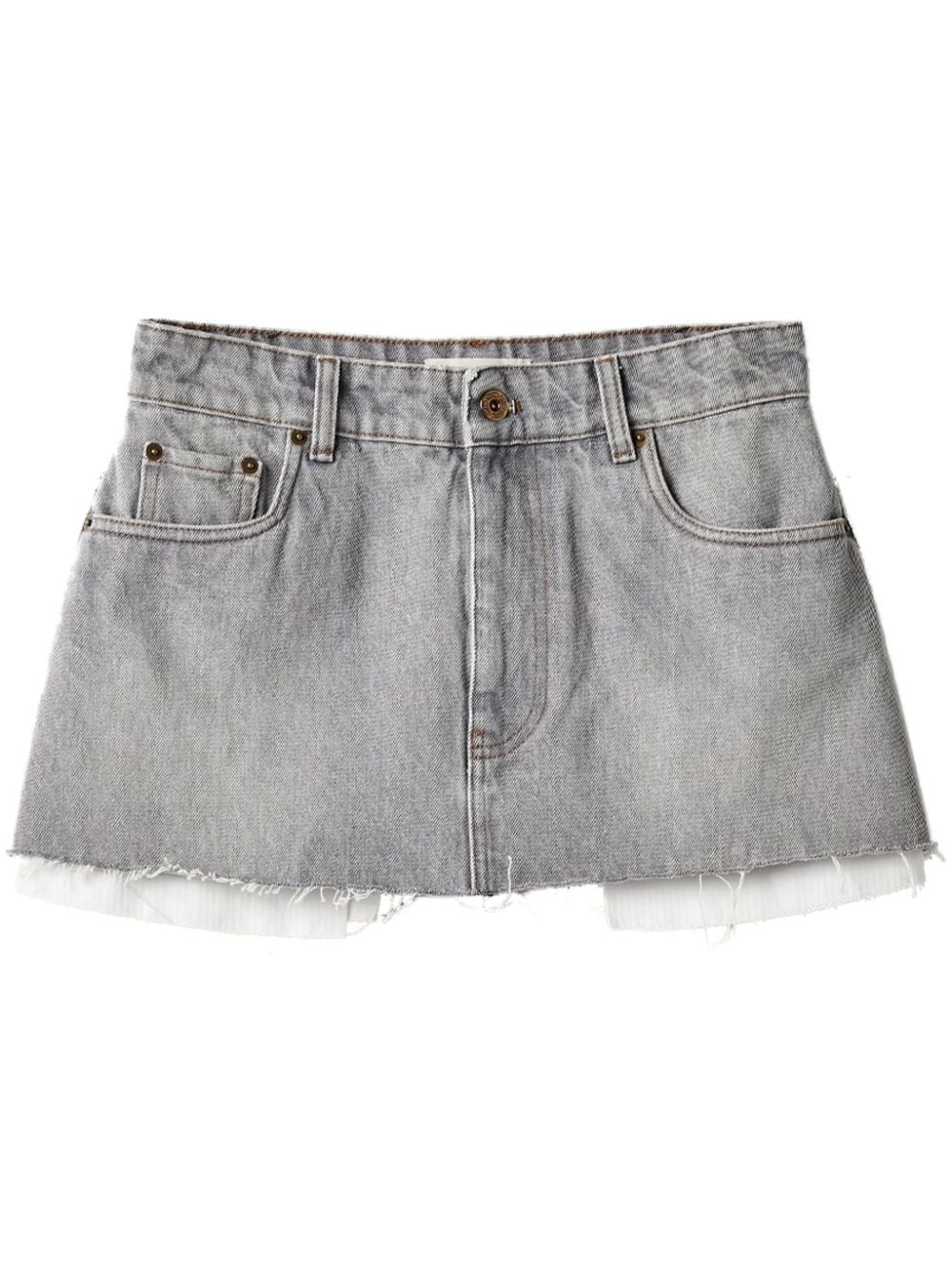 logo-embroidered denim miniskirt - 1