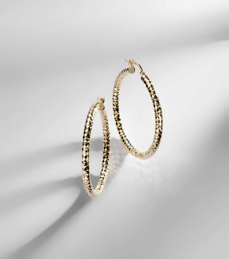 Bold Sparkle Medium 14kt gold hoop earrings 5